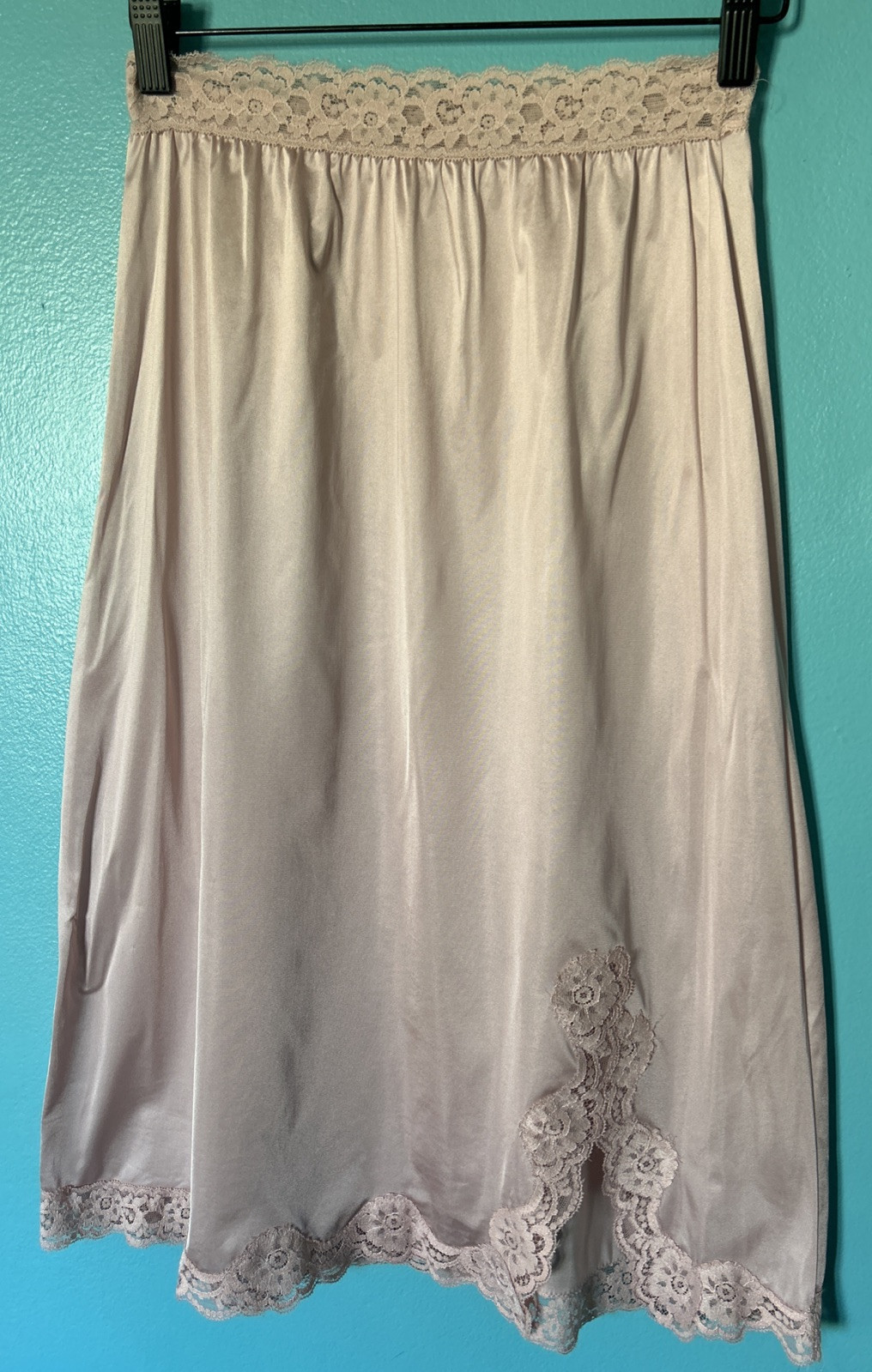 Vtg Vassarette Dusty Rose Nylon Half Slip Lace Underneath It All M Second Skin