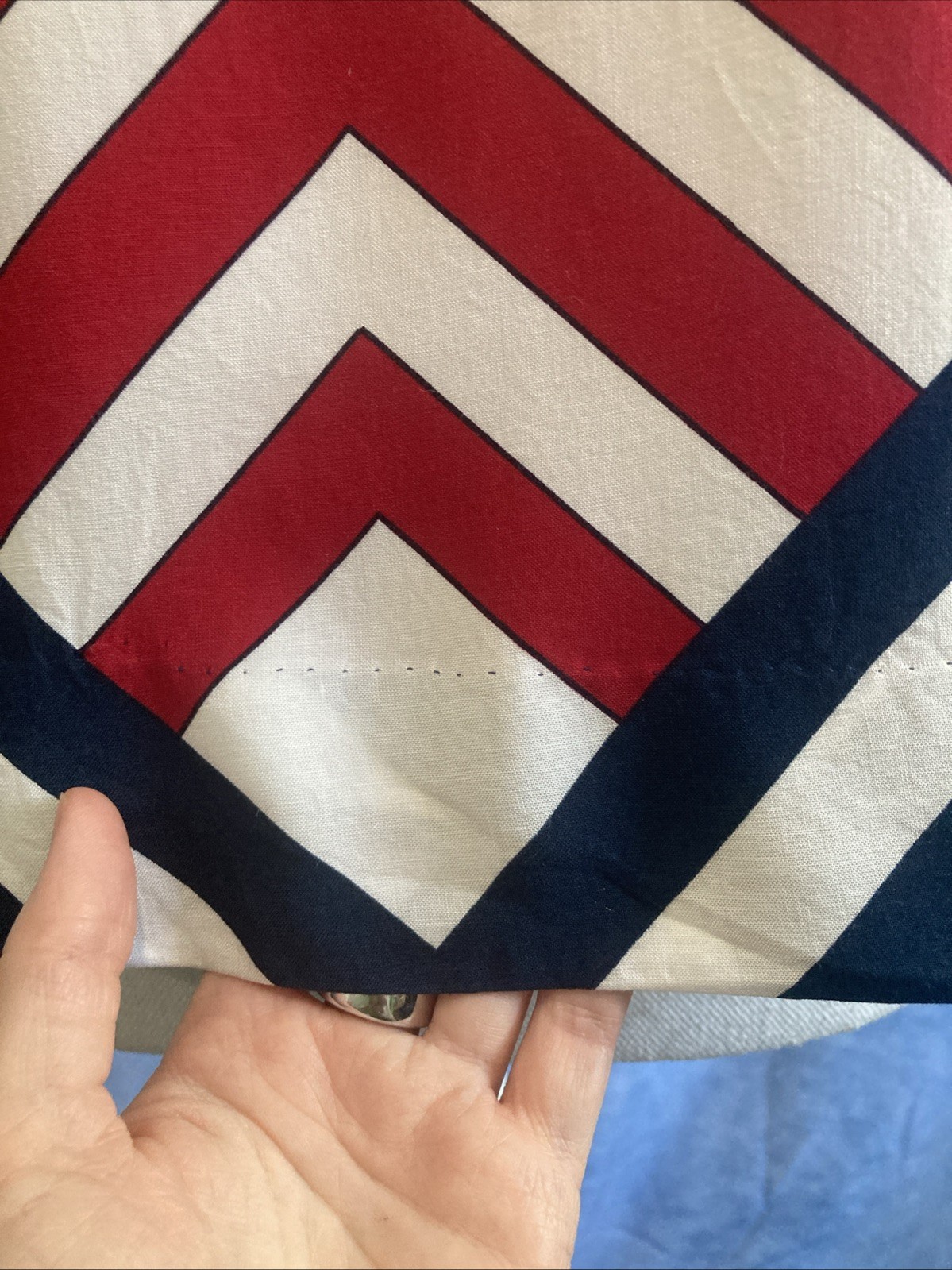 Vtg 80s 90s Blair Boutique Geometric Chevron Rayon Top Blouse XS Patriotic USA