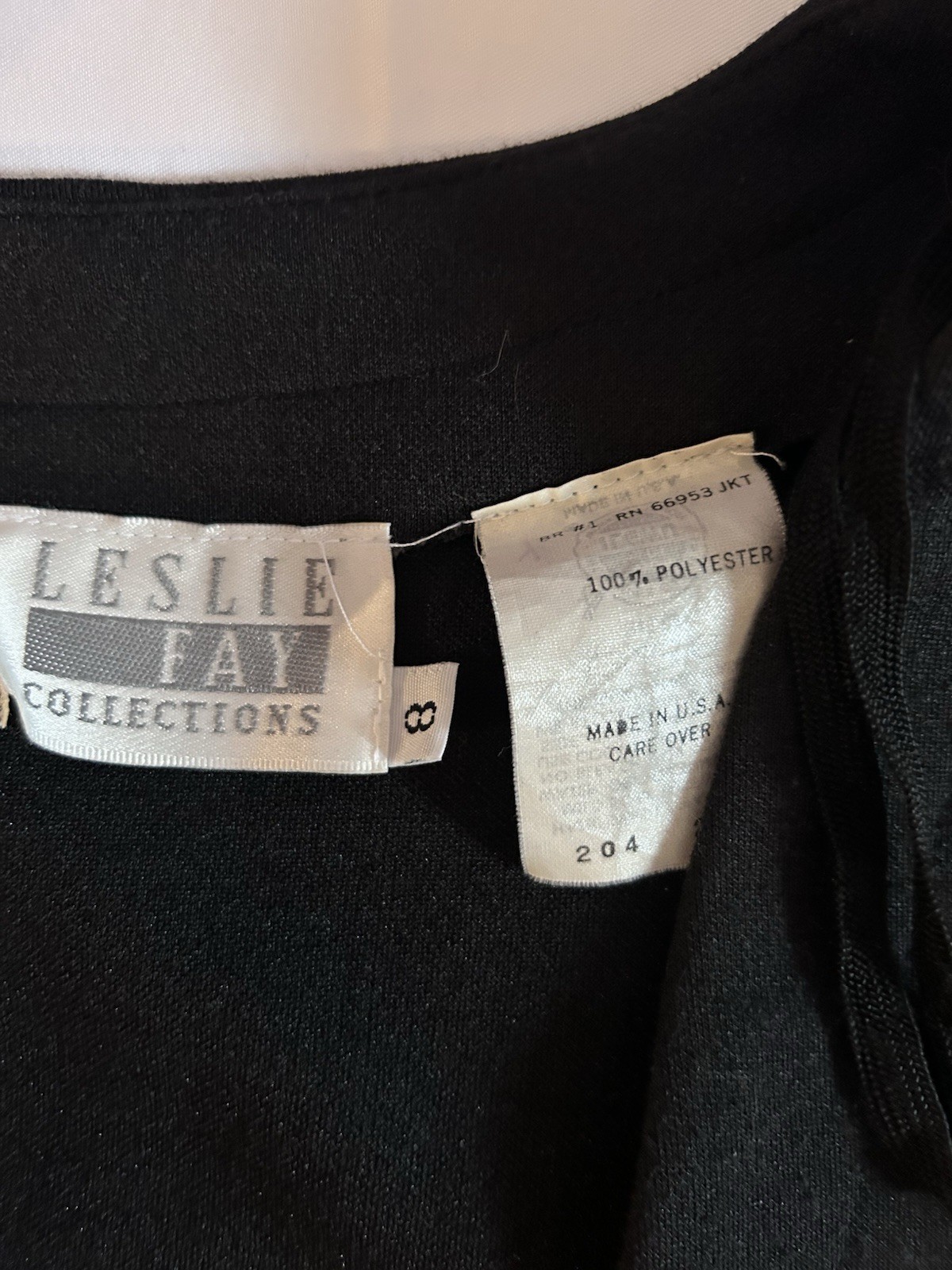 Vintage Leslie Fay Black Open Front Blazer Size 8