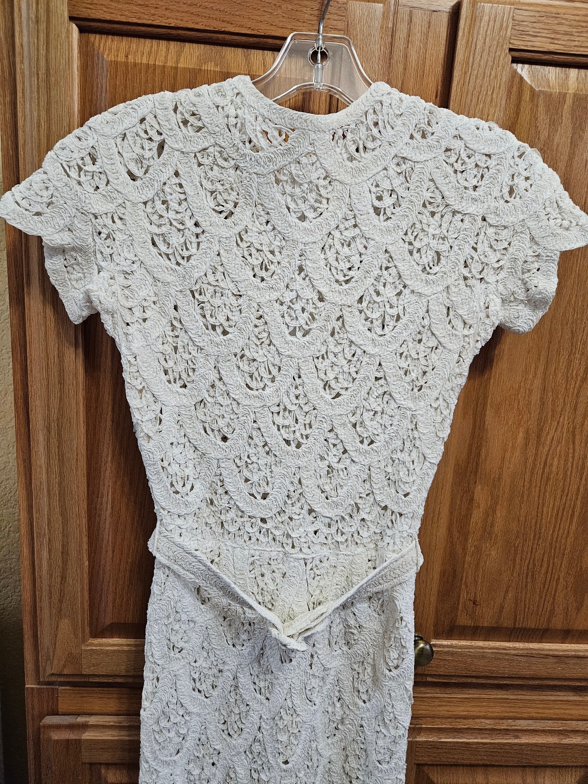 Vtg Glengyle Cream Sheath Crochet Lace Dress Scallop Pattern Small Petite?