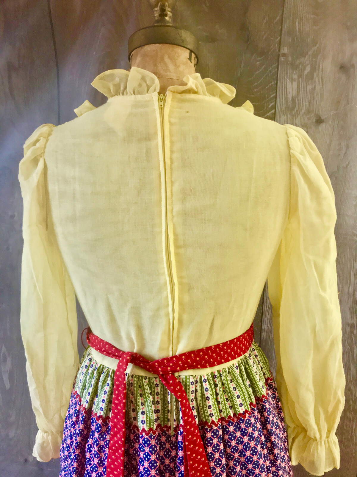 Vtg Cinderella Brand 1970s Boho Chic Maxi Peasant Ruffled Dress B.Altman Med