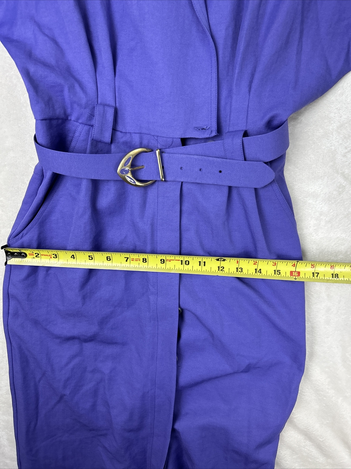 Vintage 80s Joseph Ribkoff Purple Dress Suit One Piece With Belt Button Up Skirt