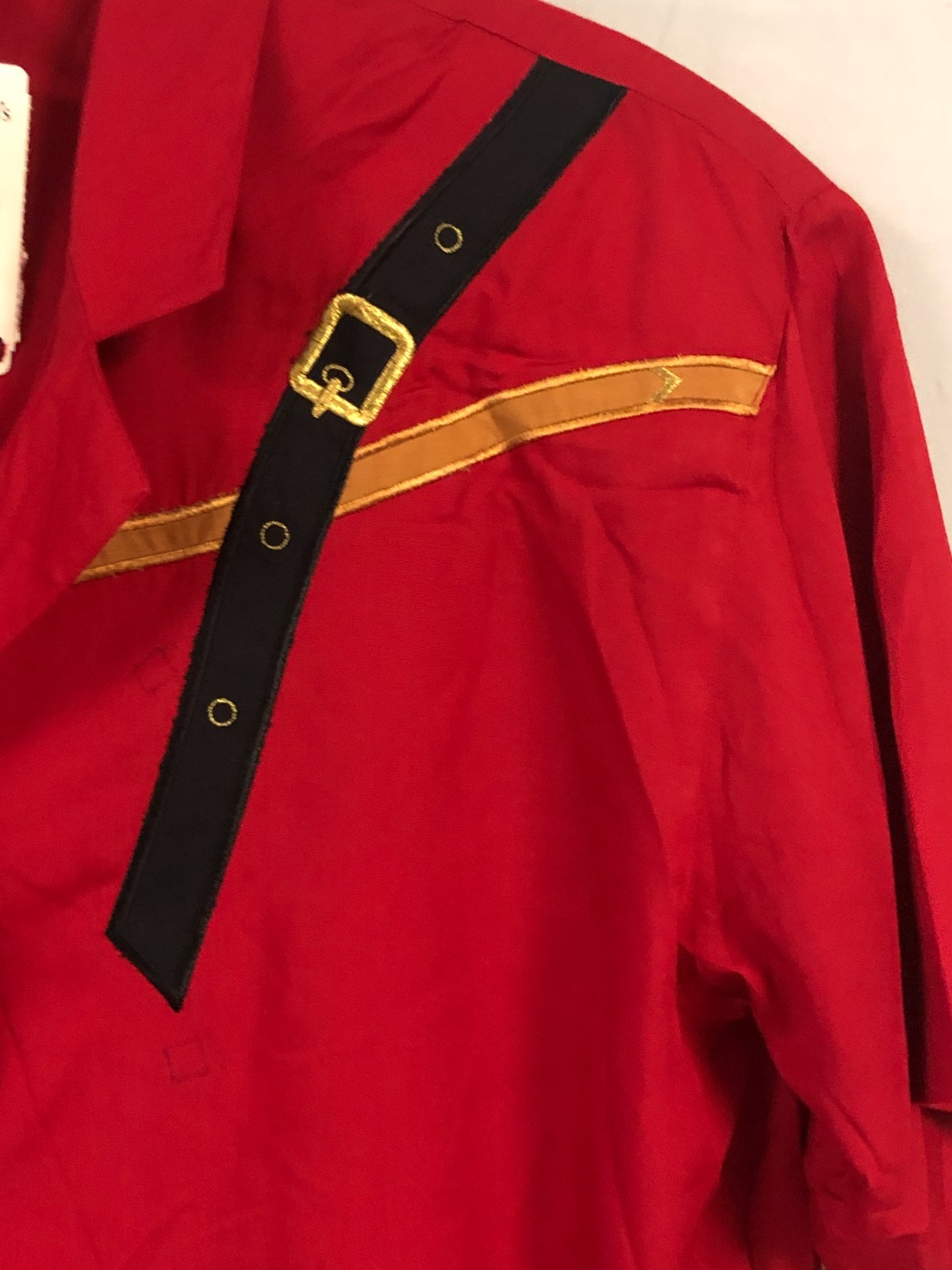 Vtg 80s Leslie Fay Blouse Size 12 „Captain of the Guard’ Button Down Top Red