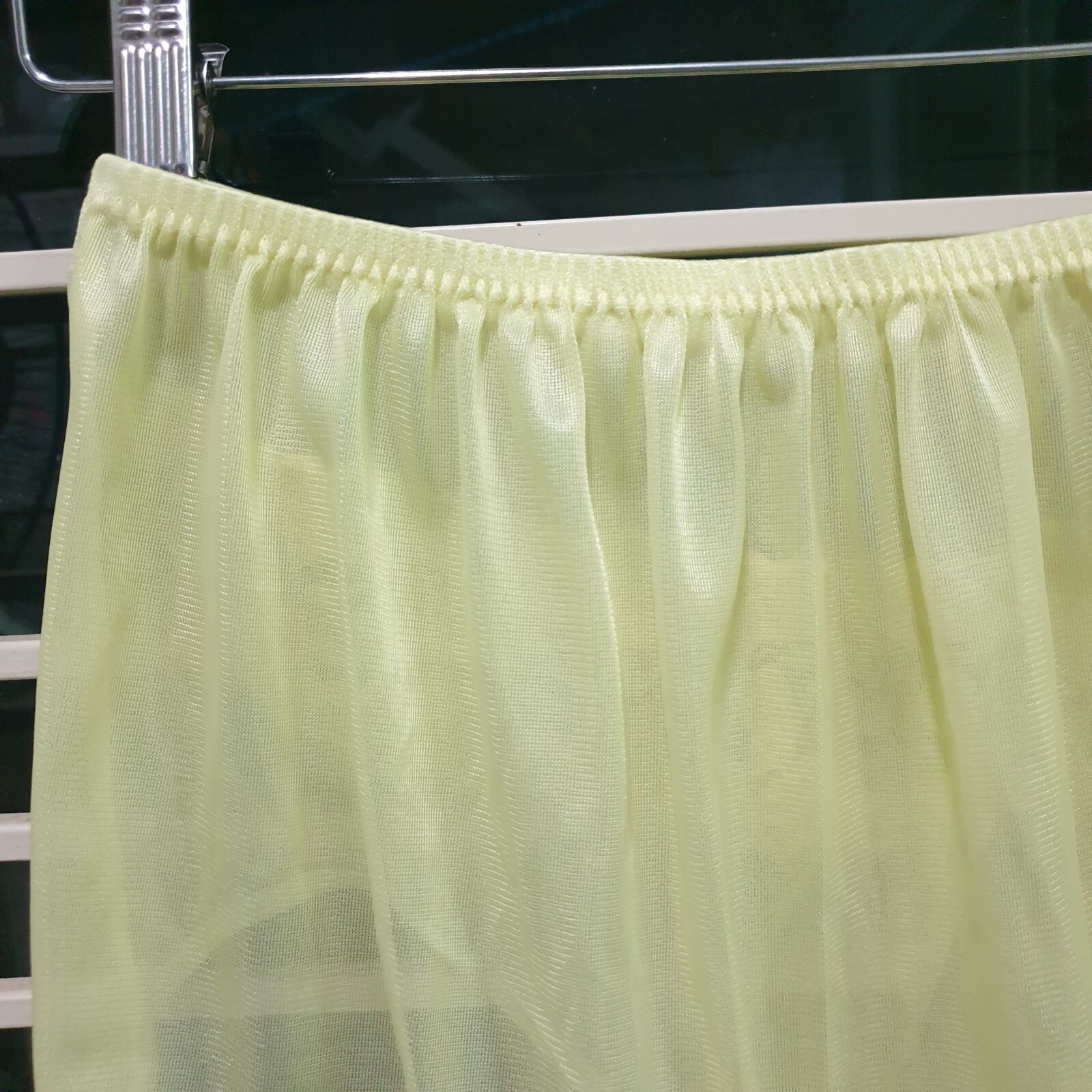 Vintage Sheer Nylon Panty Sissy Yellow Floral Lace Granny Brief Sz. 8 Hip 39-43″