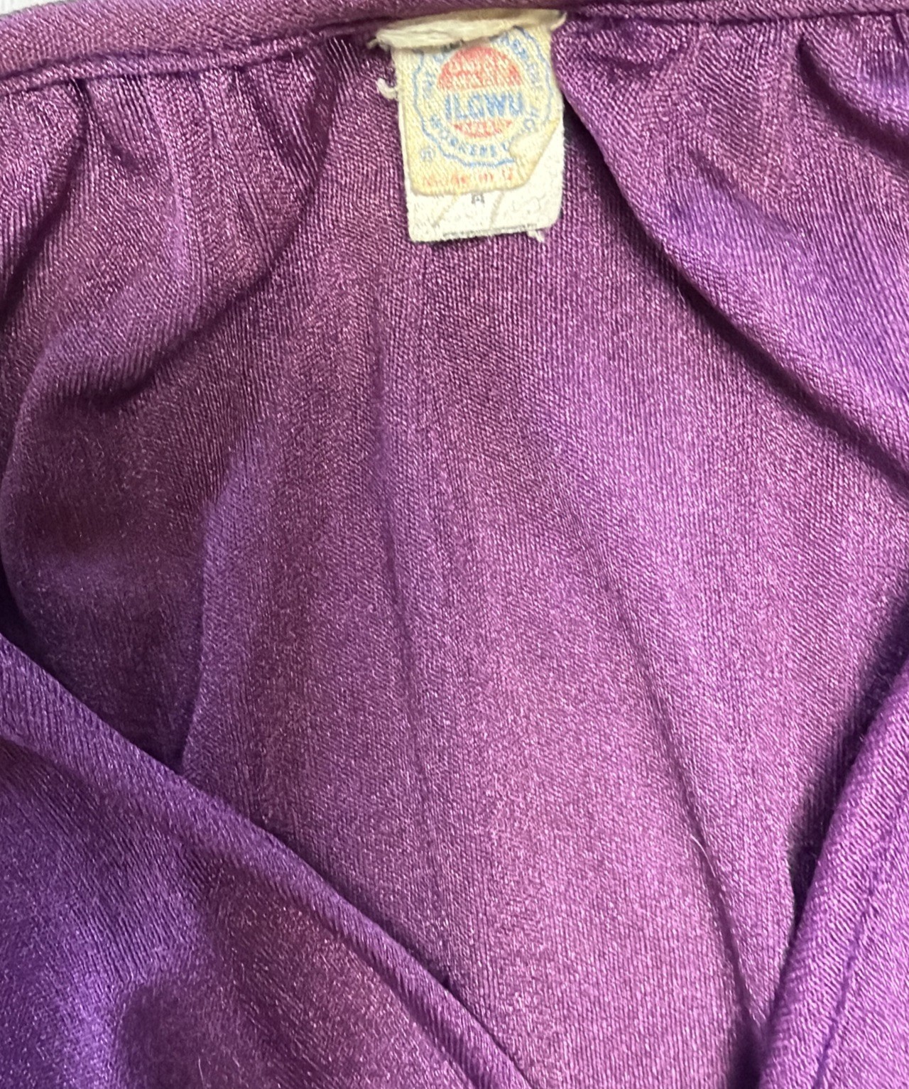 Vtg 70s ILGWU Union Made Purple Wrap Around Dress Size 9