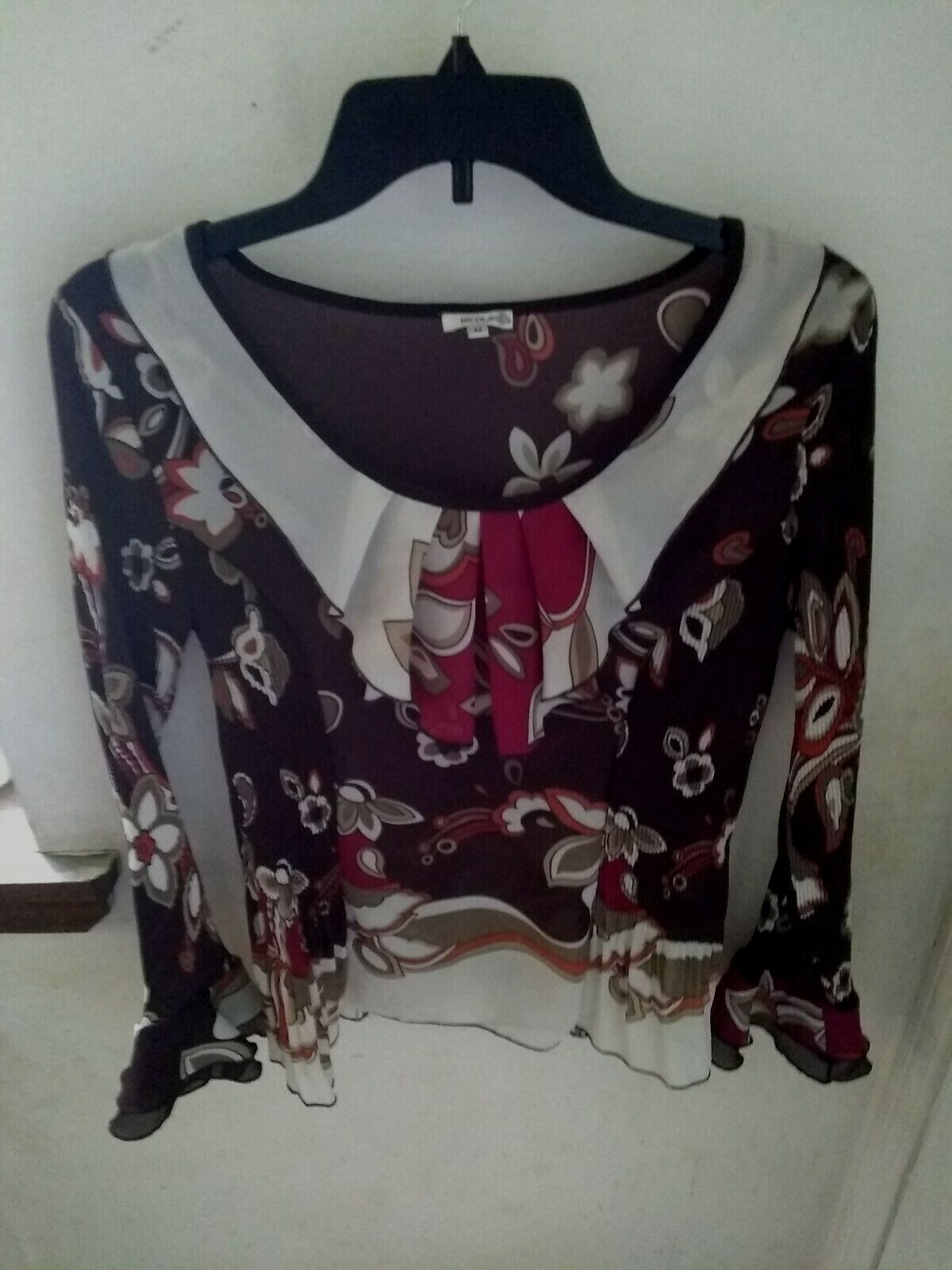 Vintage Nicola Misses Size Medium 100% Polyester Brown Floral Blouse