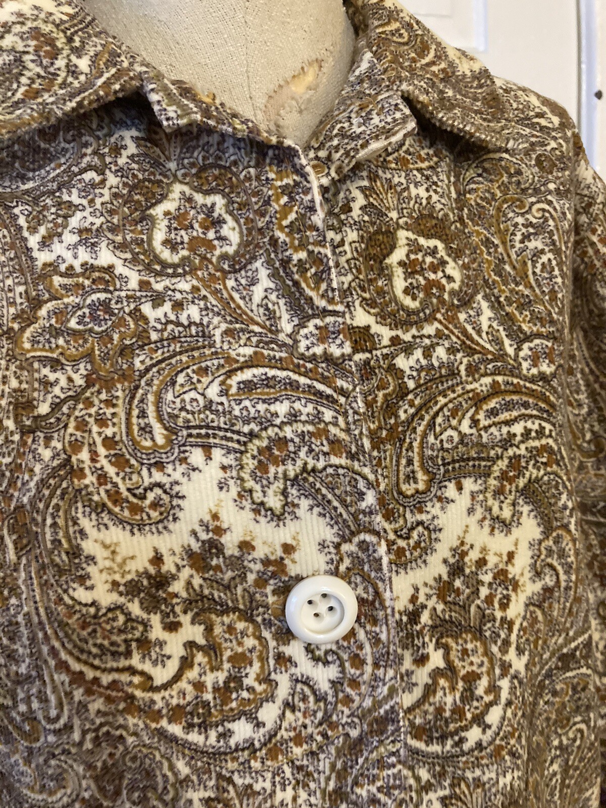 Vintage Set 1970s Corduroy Jacket & Skirt Paisley Handmade Costume Suit