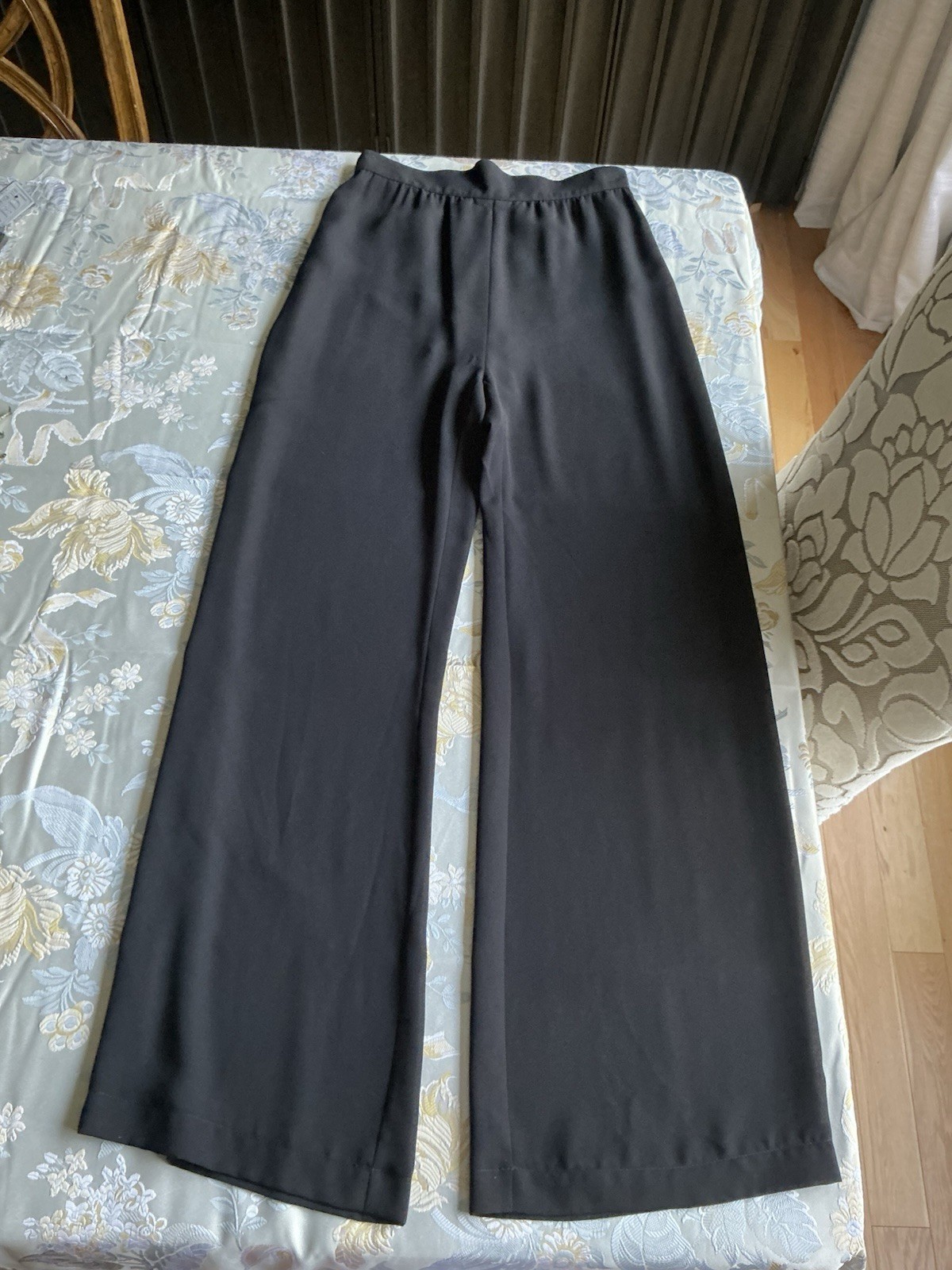 Vintage Thierry Mugler Sheer Black Lingerie Style Wide Leg Pants Cruise 1999 38
