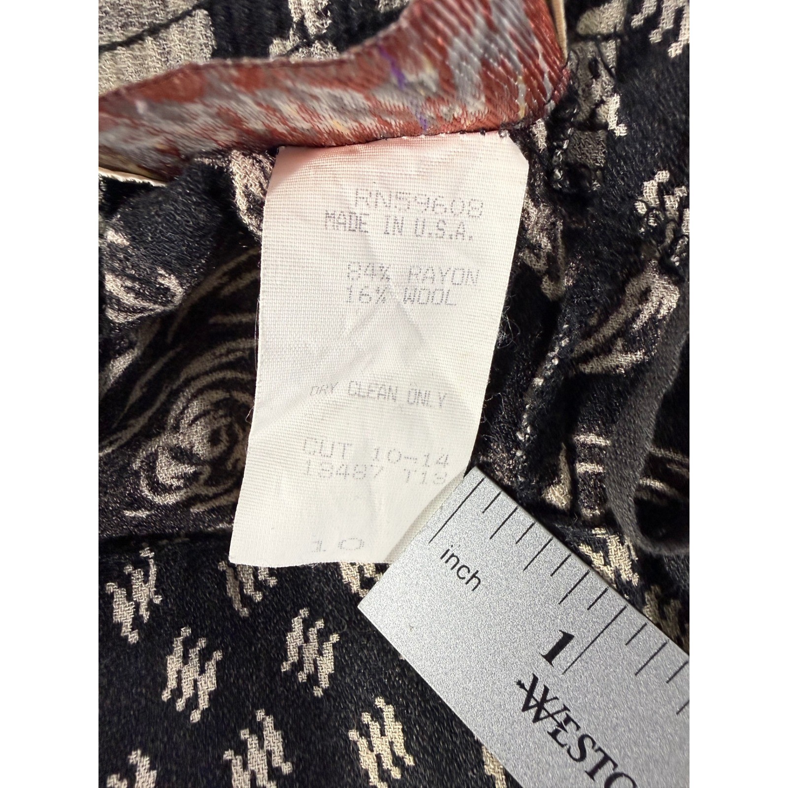 Marsha Brander for Componix Vintage Floral Maxi Skirt Black Cream Wool Blend 10