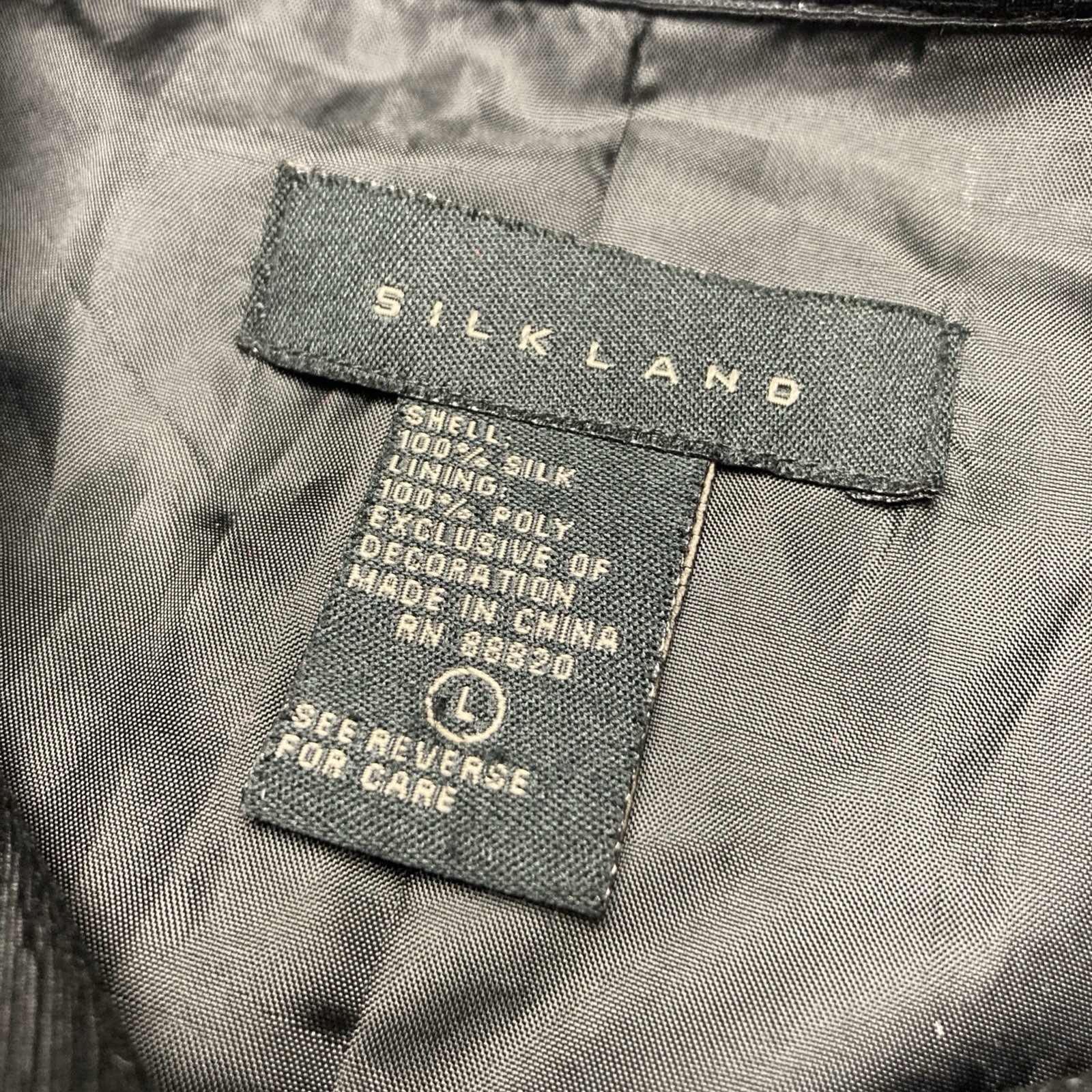 Silkland 3/4 Sleeve SZ LG Blazer Cardigan Lined Embroidered Beaded 100% Silk
