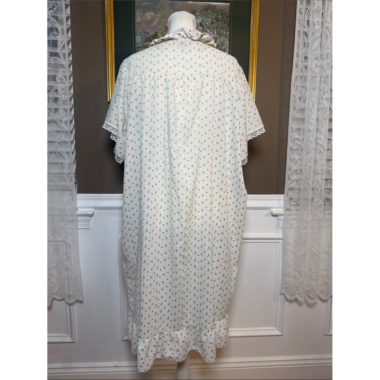 Vintage An Ideal Lady Heart Floral Lace Cottagecore Nightgown XL 1X