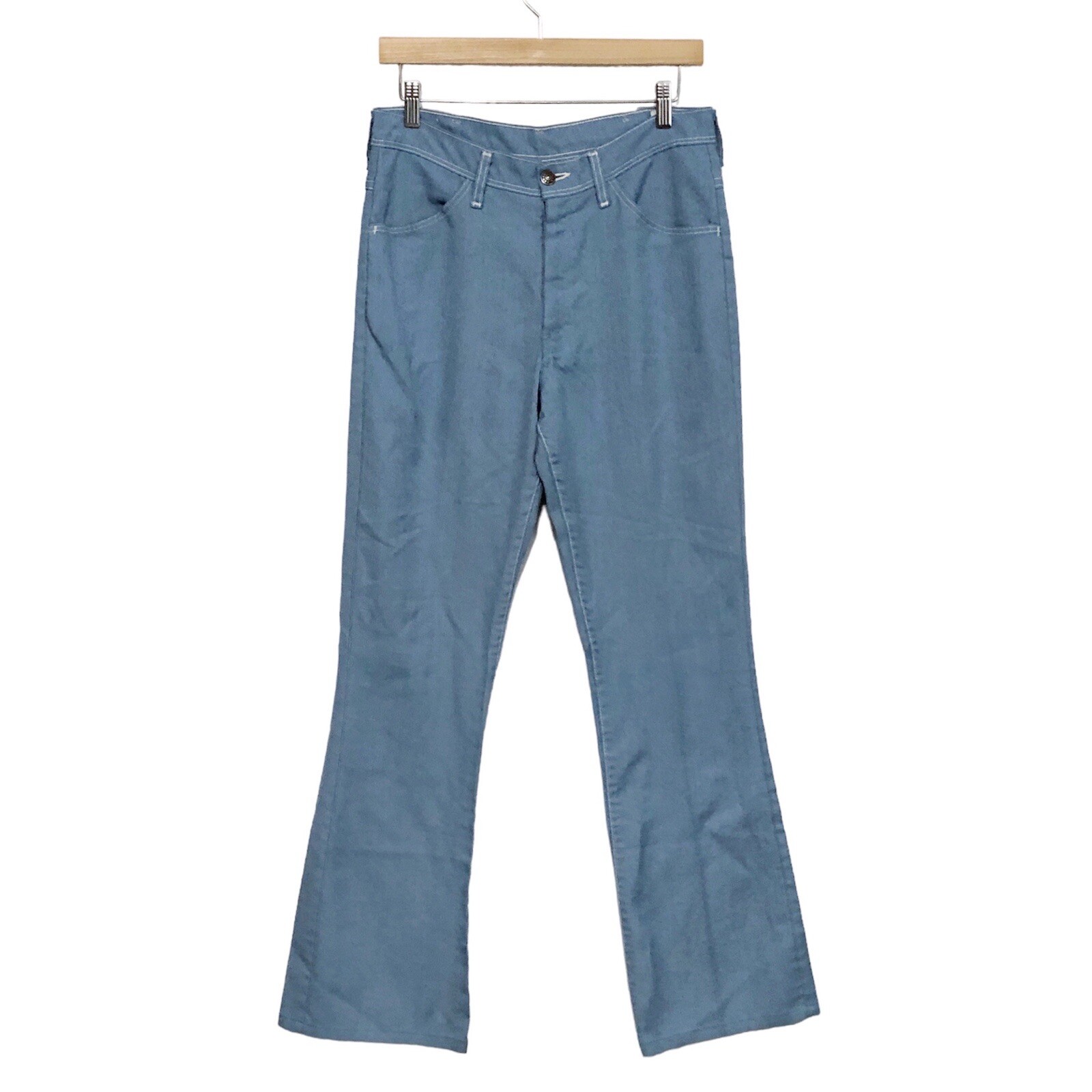 Vintage 70s Farah High Waist Flare Jeans Fit Womens Size 30 Waist Blue USA Made