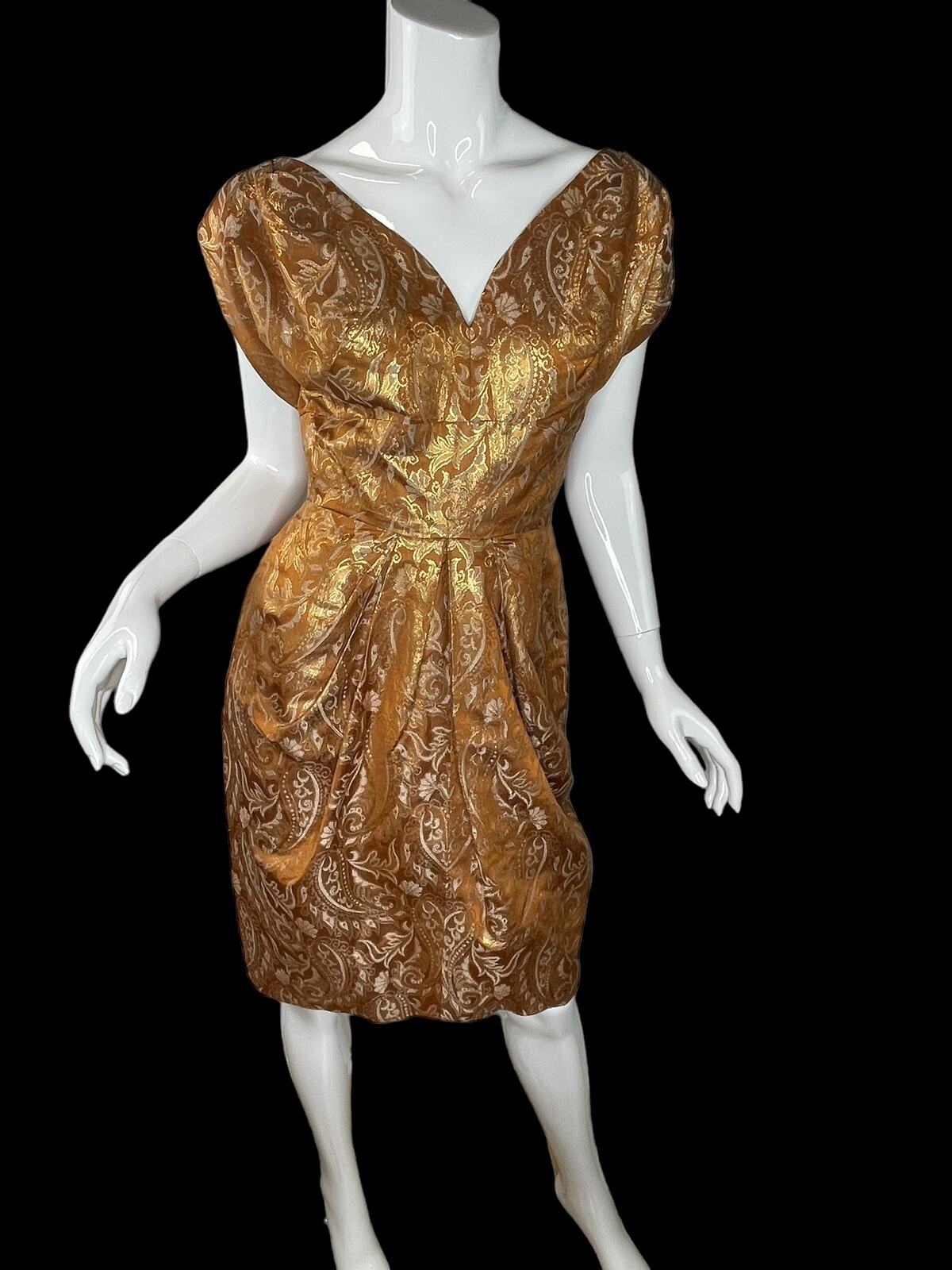 Rare Vintage 1950’s Sylvan Rich for Martini Copper Gold Metallic Dress Wiggle