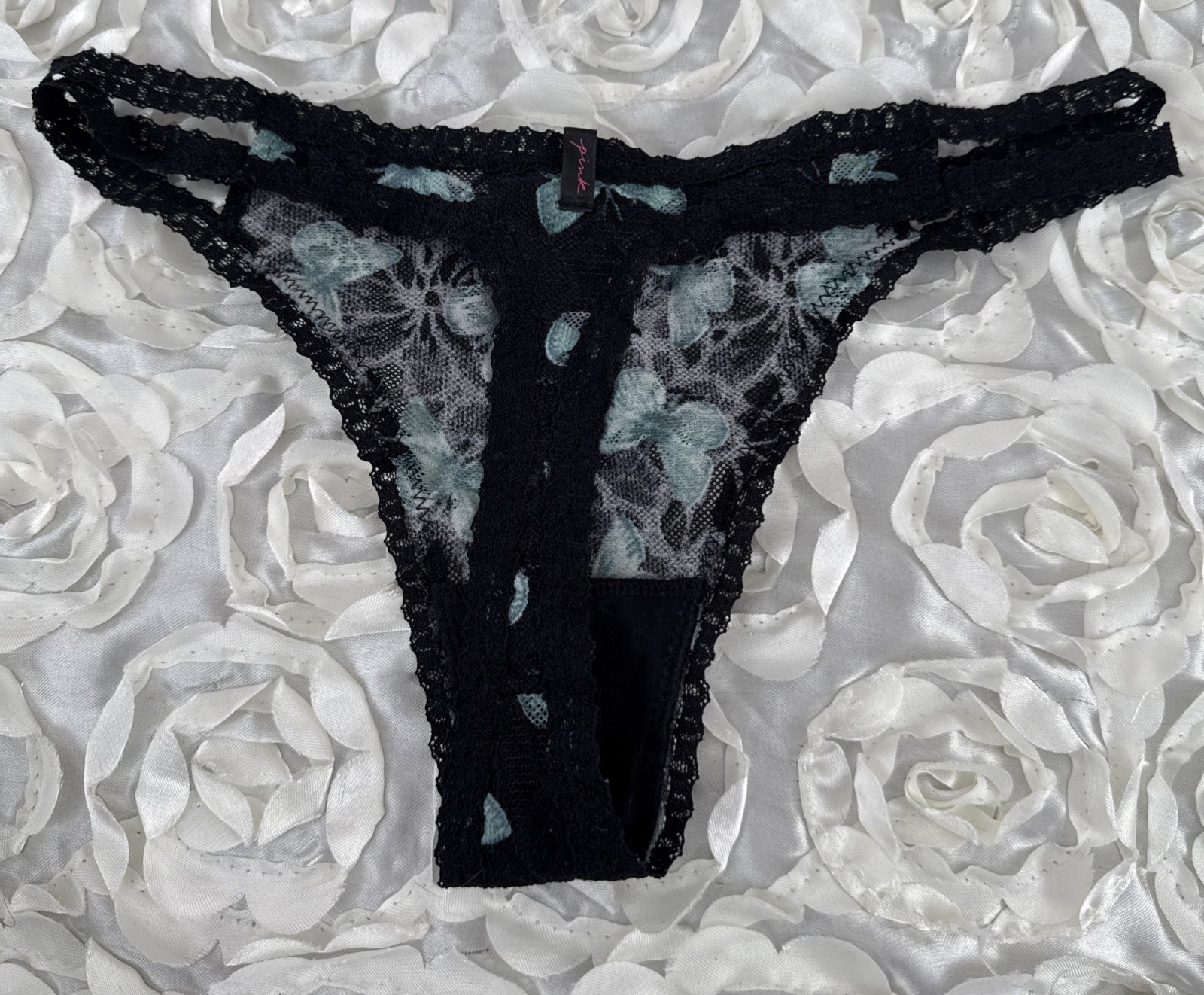 Vtg Victoria’s Secret PINK V-String Thong Panties Size M ?