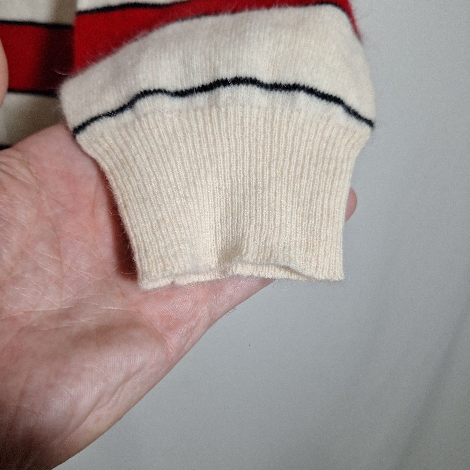 VTG Casual Corner Angora Lambswool Striped Sweater NWT Deadstock Crop Scoop M