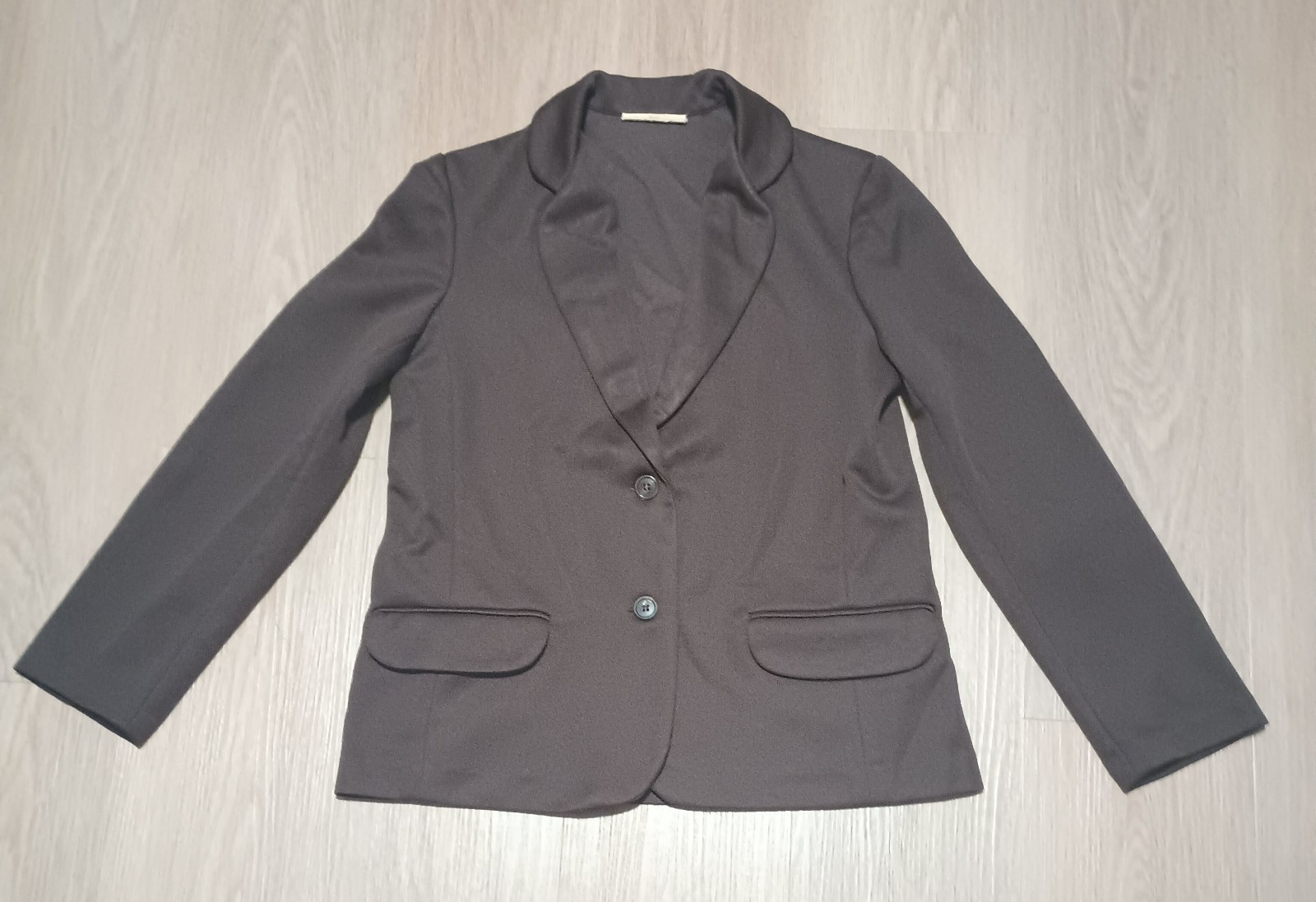 Vtg 70s PERMA PREST Espresso Brown Stretch Twill/Gabardine Blazer MOD office M L