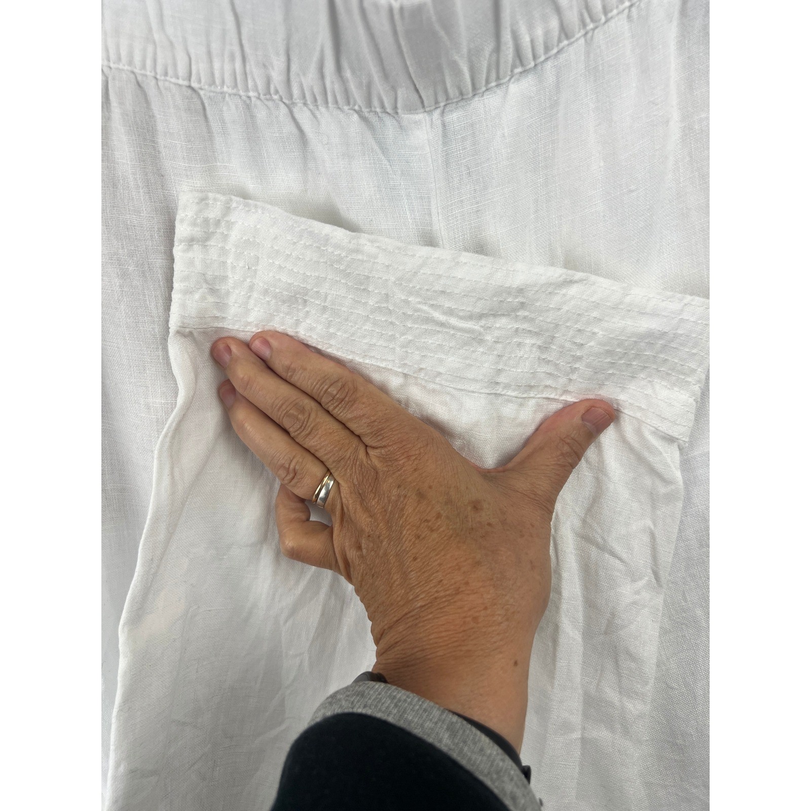 J. Jill Love Linen White Wide Leg Pullon Crop Pants SZ L Coastal Grandma