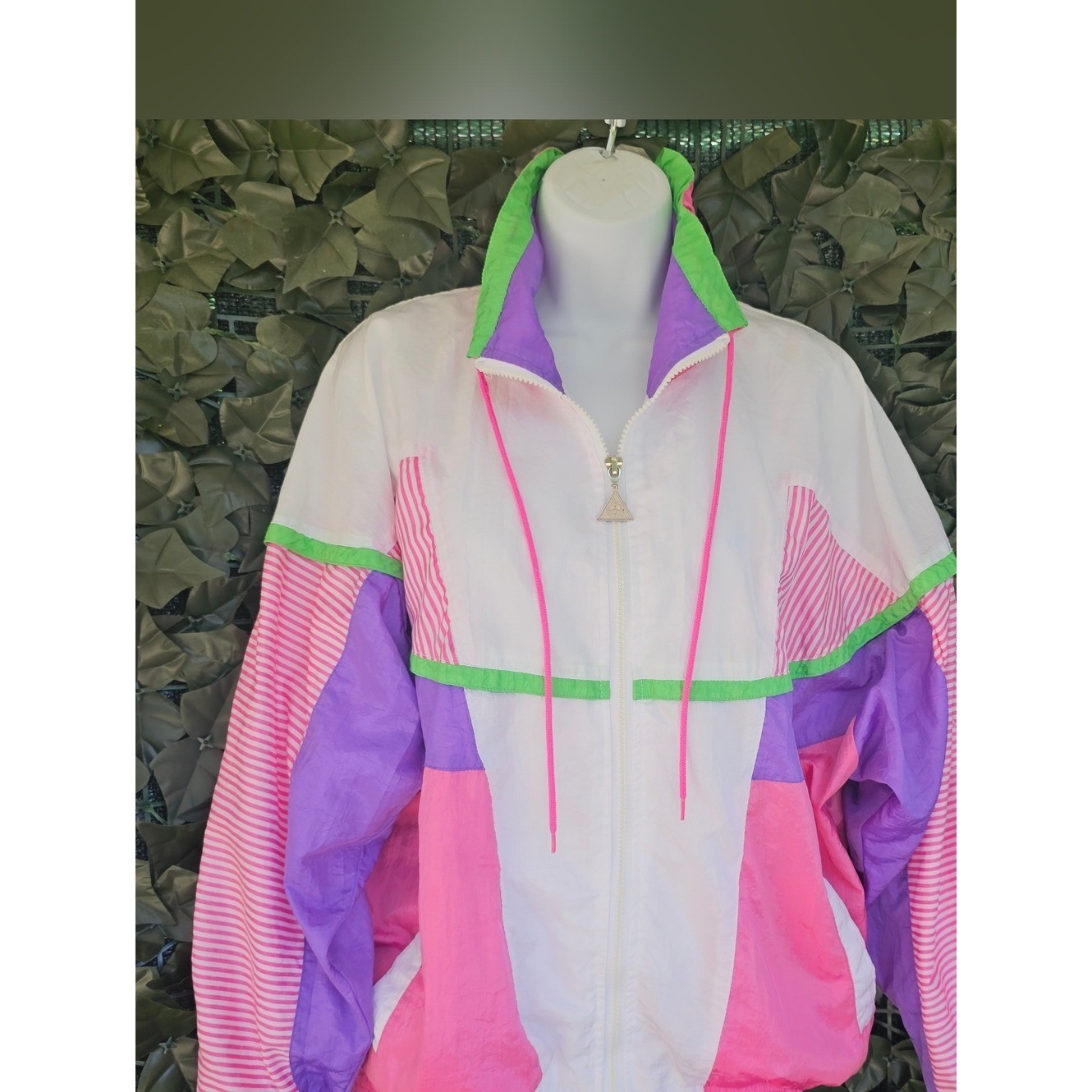 VTG 90s Windbreaker Track Suit Neon Womens Small Casual Isle Nylon