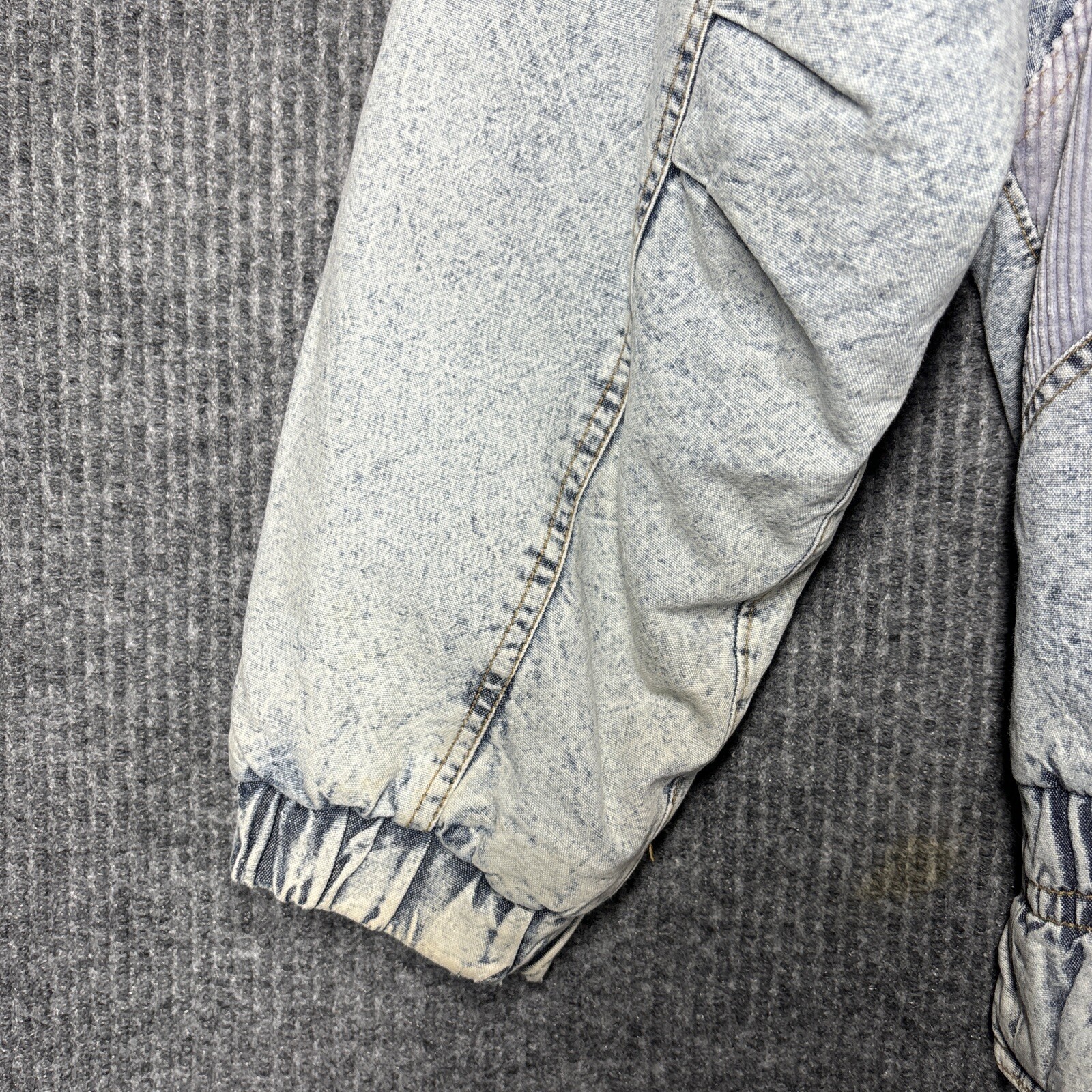 Vintage Braetan 80s Acid Wash Denim Patchwork Quilted Jacket Sleeve Medium Retro