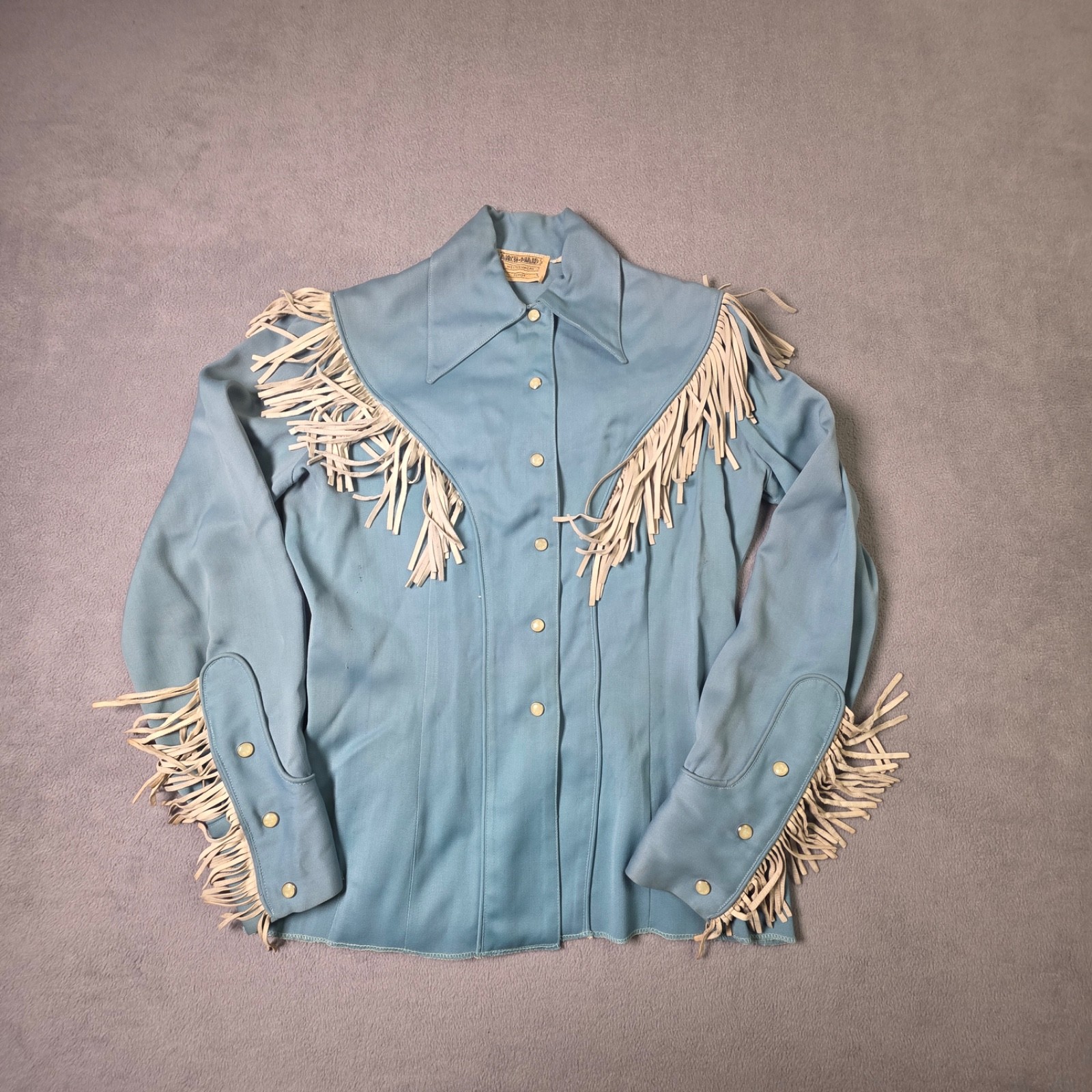 Vintage Ranch Maid Western Womens 10 Cowboy Rockabilly White Leather Fringe