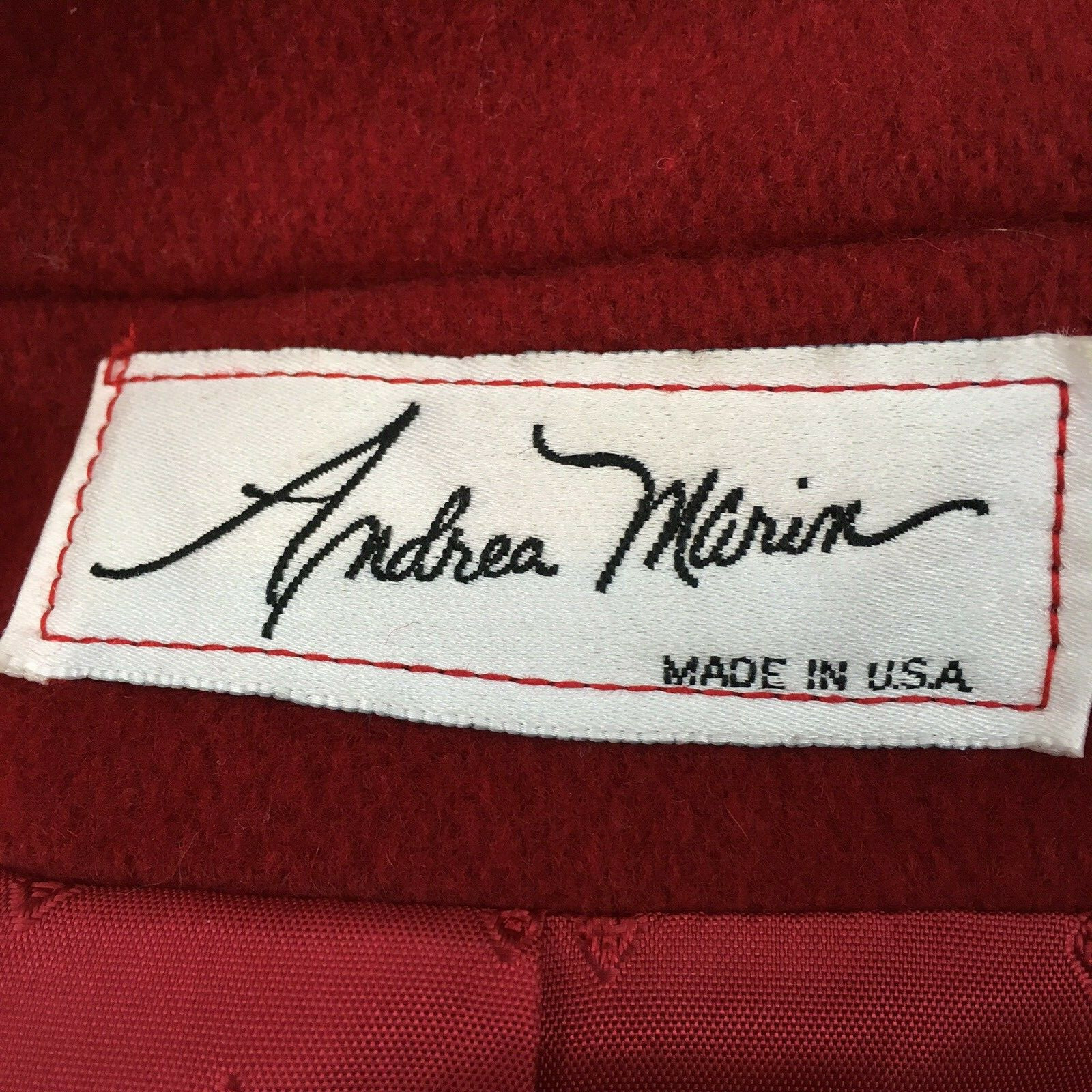 Andrea Marin sz 10 Red Avant Garde USA Made Vtg 80s Lined Wool Maxi Coat