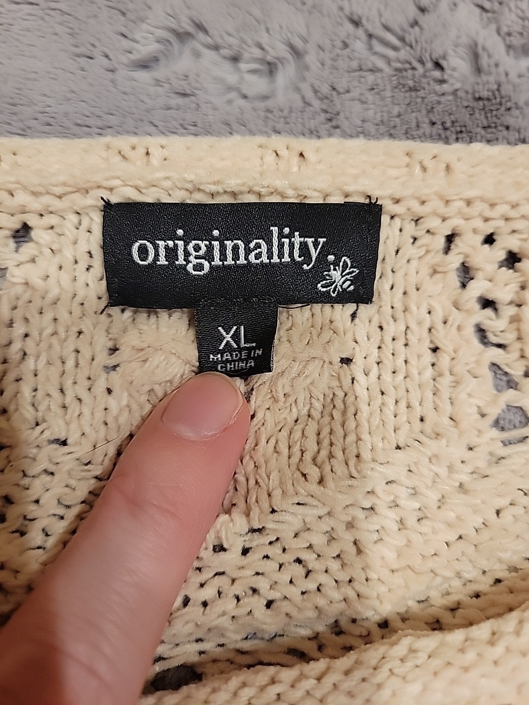 Originality Crochet Crop Top Women XL Cream Soft Boho Coverup Sweater Festival