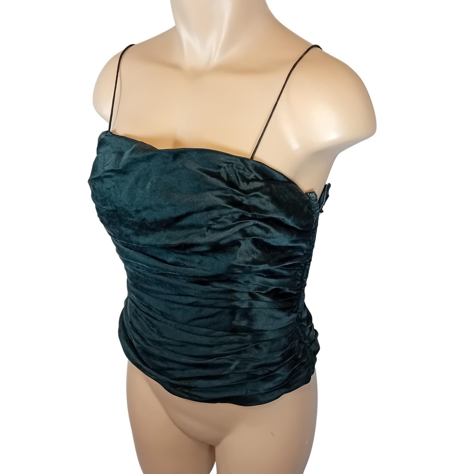 90s Vintage Y2K Lipton’s Ruched Silk Cami Top Cocktail Goth Club Festival 8 READ