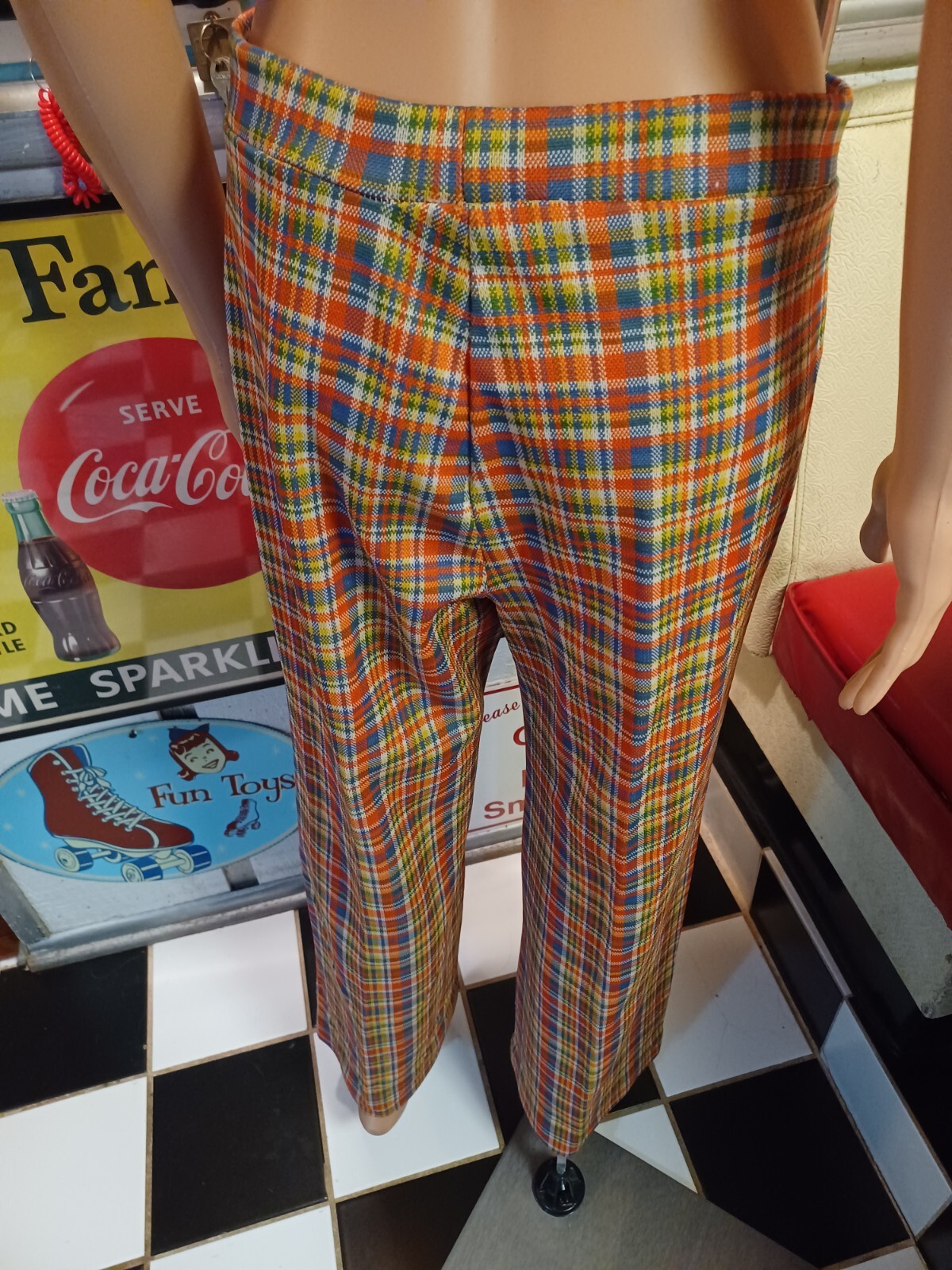True Vintage Mid-century 1960s 1970s Funky Plaid Polyester Pants Sears MCM Mod