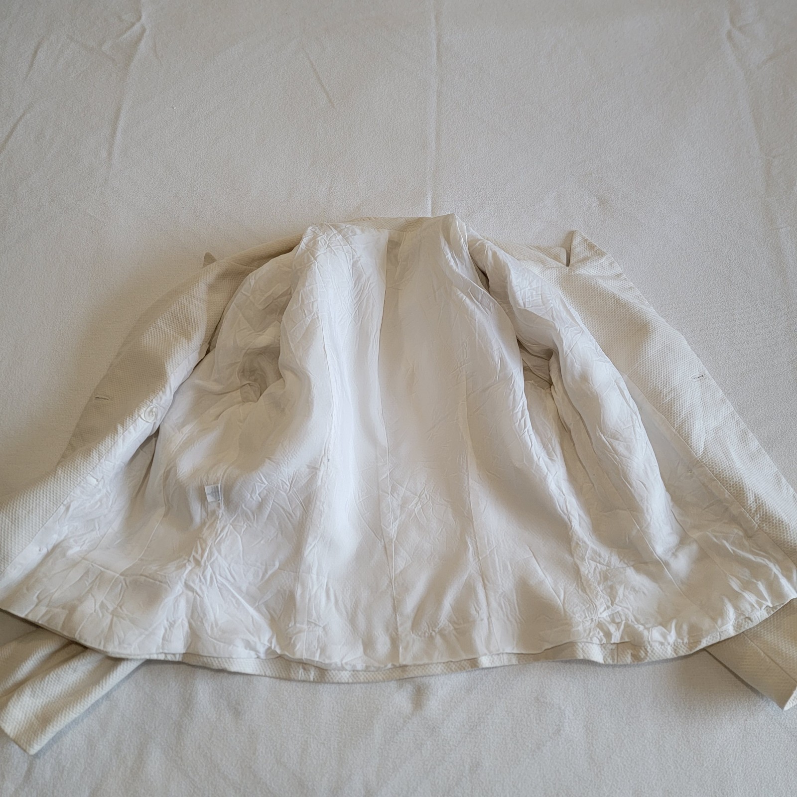 Vintage 80s Ivory White Career Blazer Jacket Double Breasted Women Size S