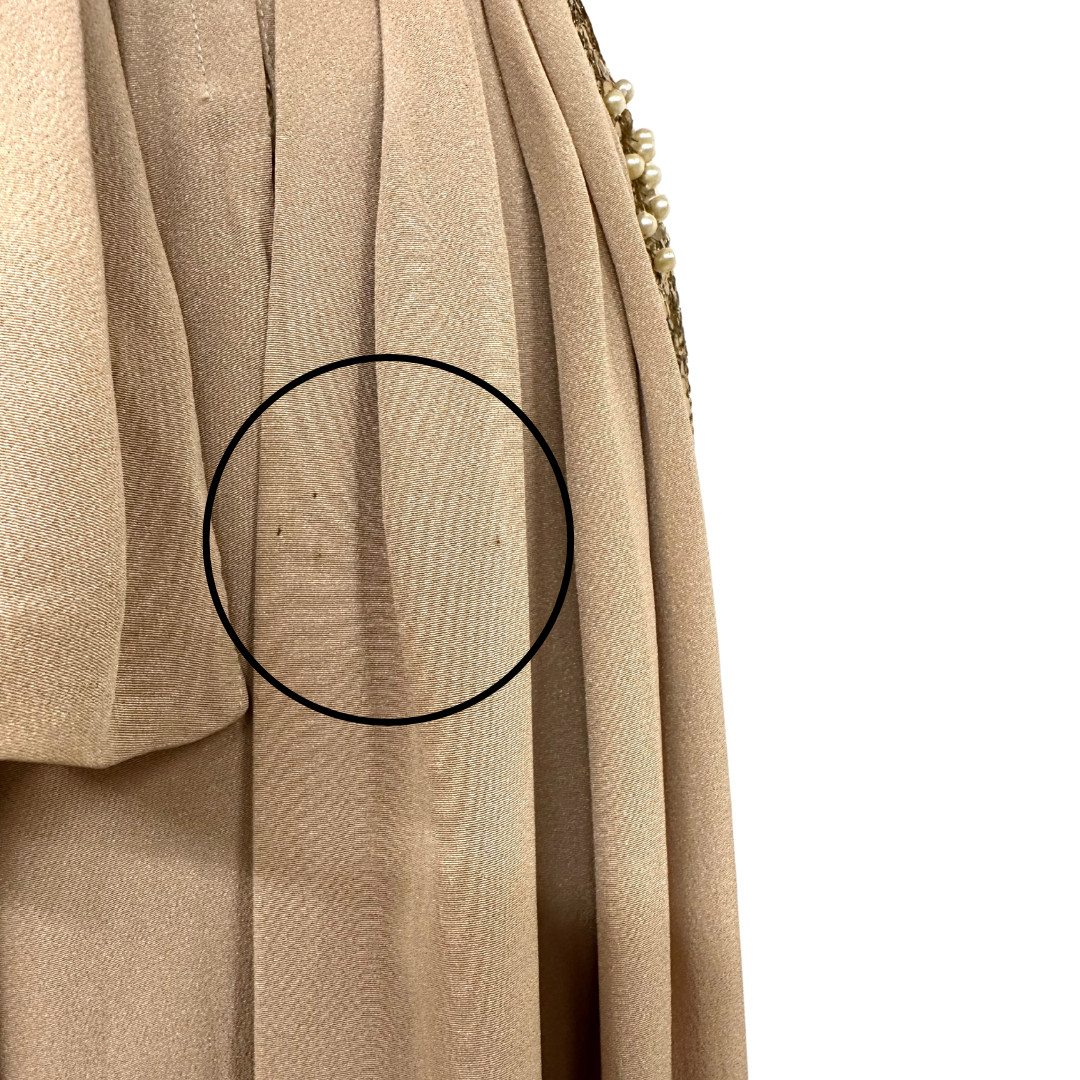 Vintage 1930s Draped Beige Sequin Hollywood Glamour Art Deco Evening Gown
