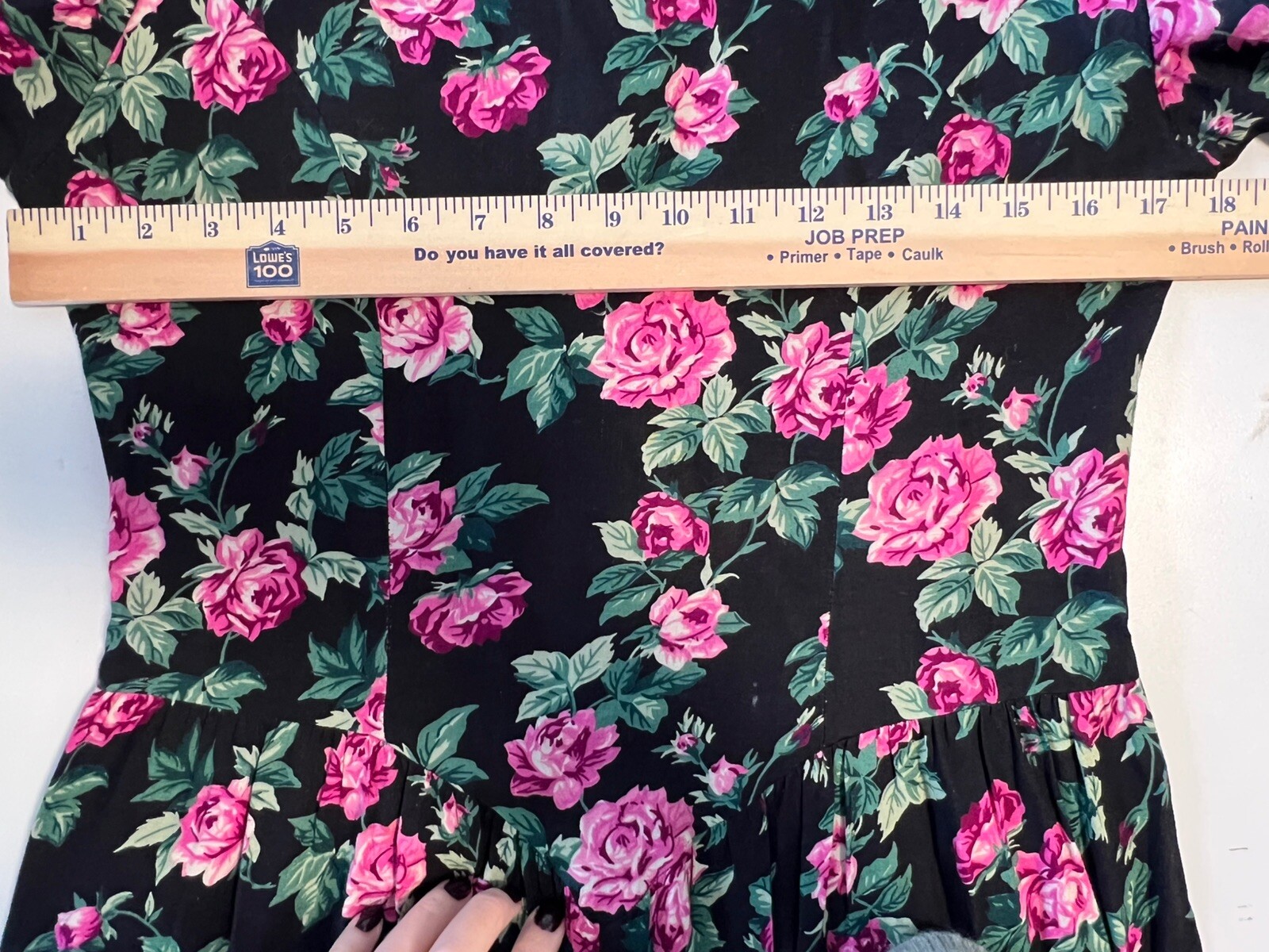Vtg Rose Dark Floral 80s Dress Lace Gothic Princess Romantic Fairy Whimsigoth