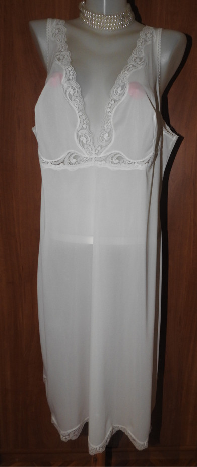 RETRO!EXTRA SIZE!Vintage „mibi” lace nylon full slip Unterkleid EU/54-56! Sissy