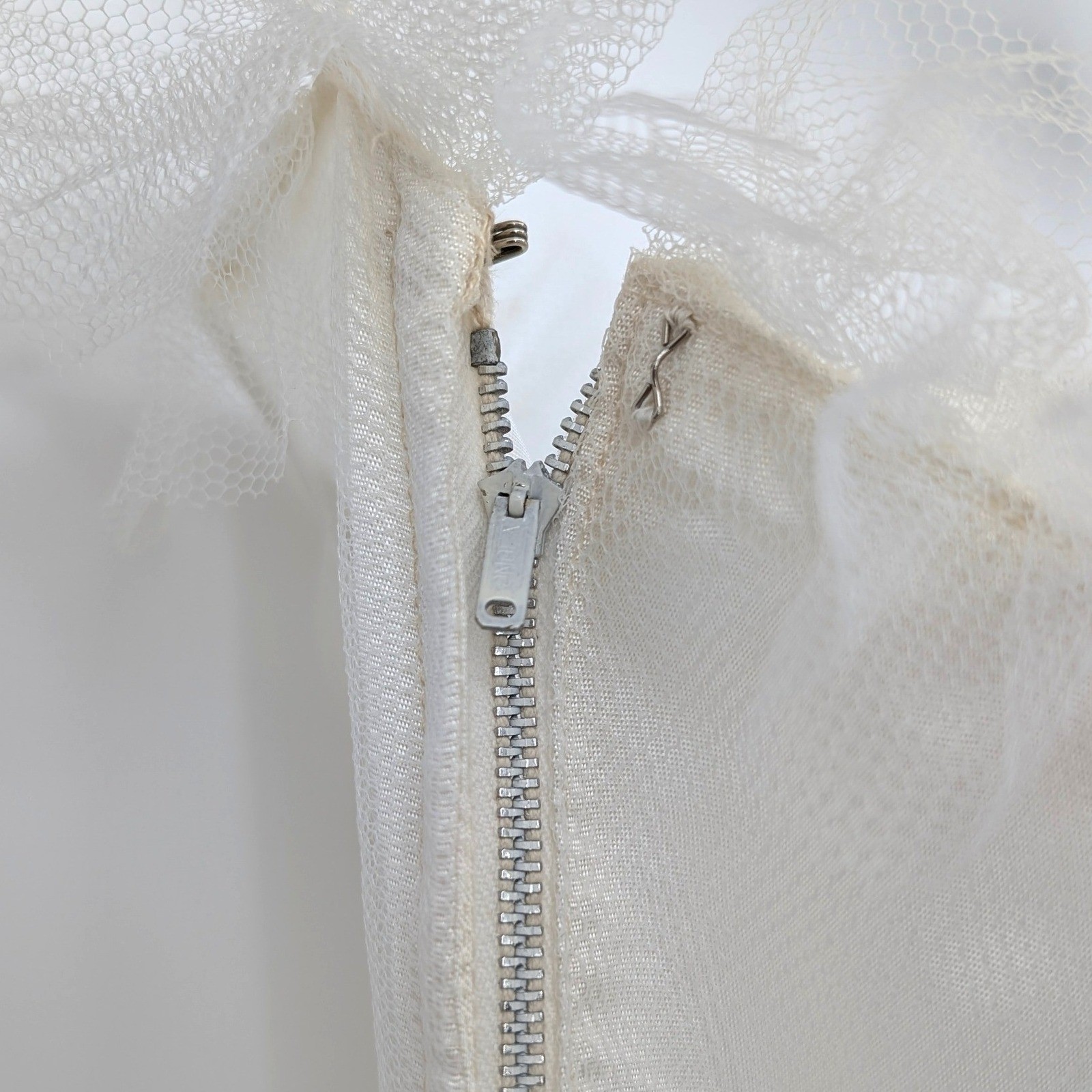 Vintage White Strapless Tulle Party Dress Detachable Shawl Fit & Flare Bridal XS