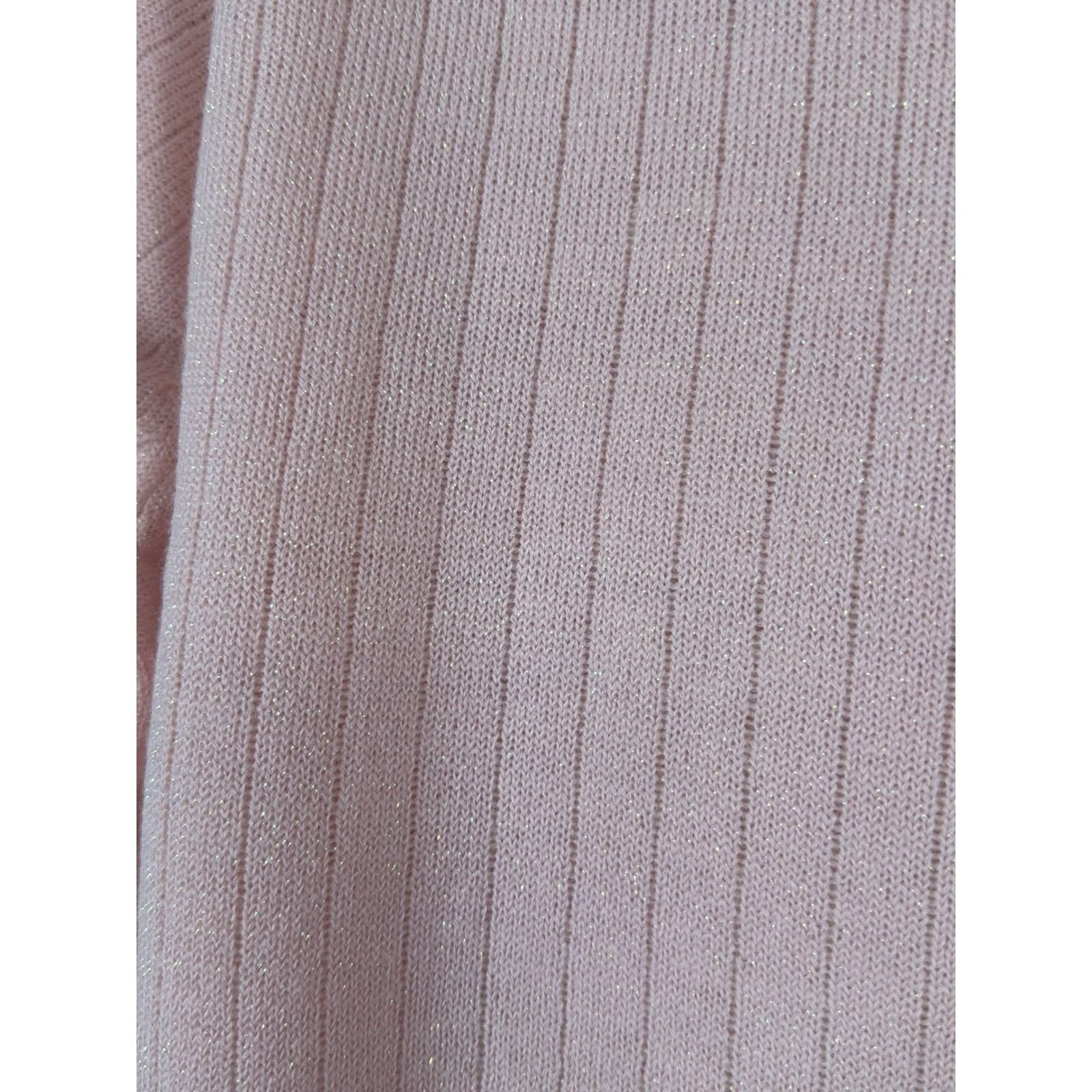 NWT VTG Sag Harbor Ice Pink Metallic Ribbed Mock Neck Short Slv Sweater Size L