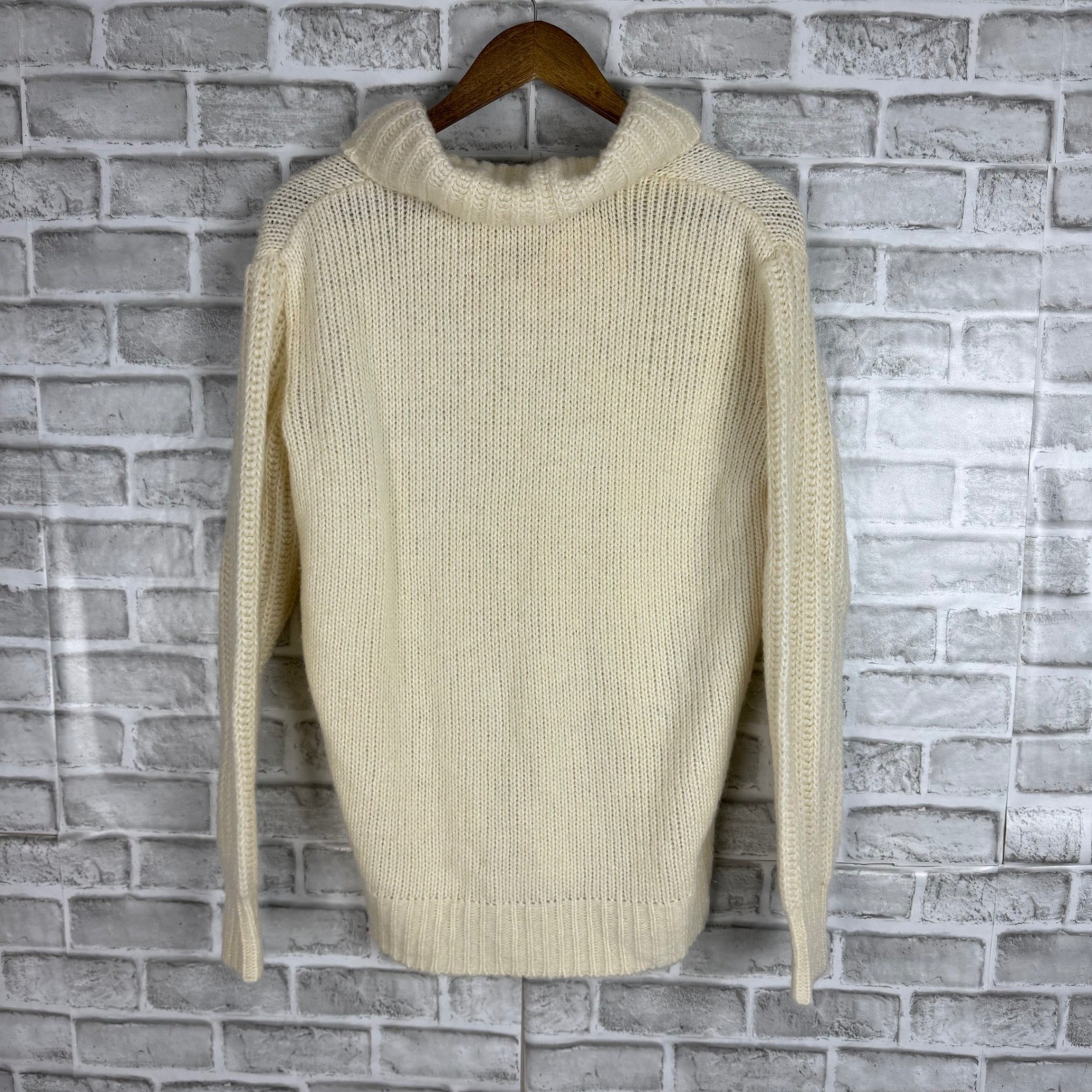 Courreges Hommes Paris Vintage Cream Shawl Collar Knit Sweater Made in France 1
