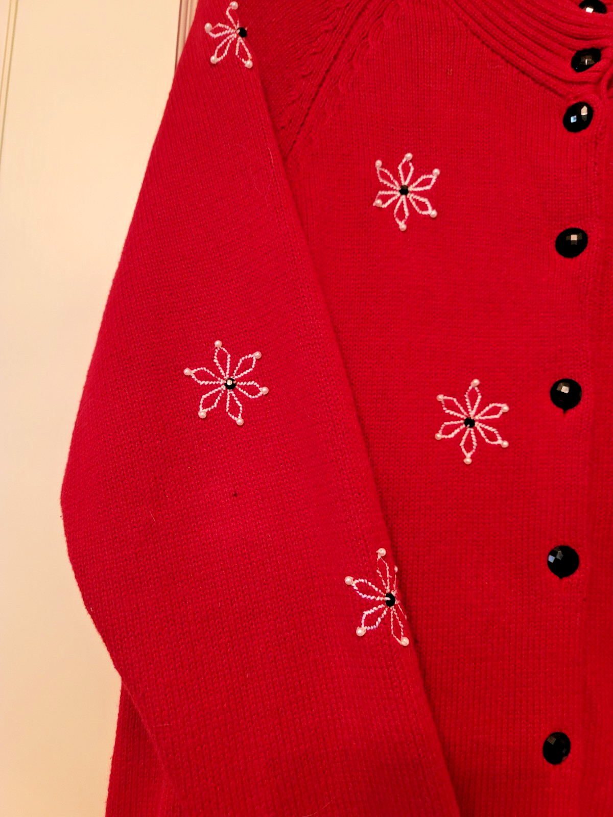 VTG XXL Women’s Christmas Knit Sweater Mandal Bay Red with Applique Snowmen