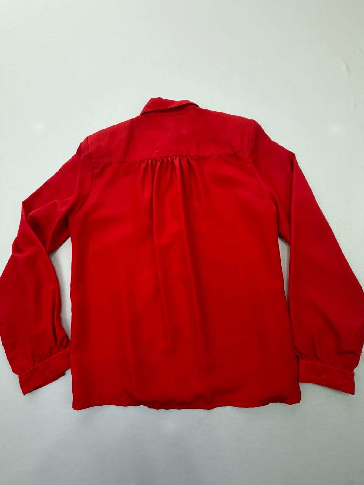 Vintage Count Romi Ltd. Red Pleated Tuxedo Front Button Blouse