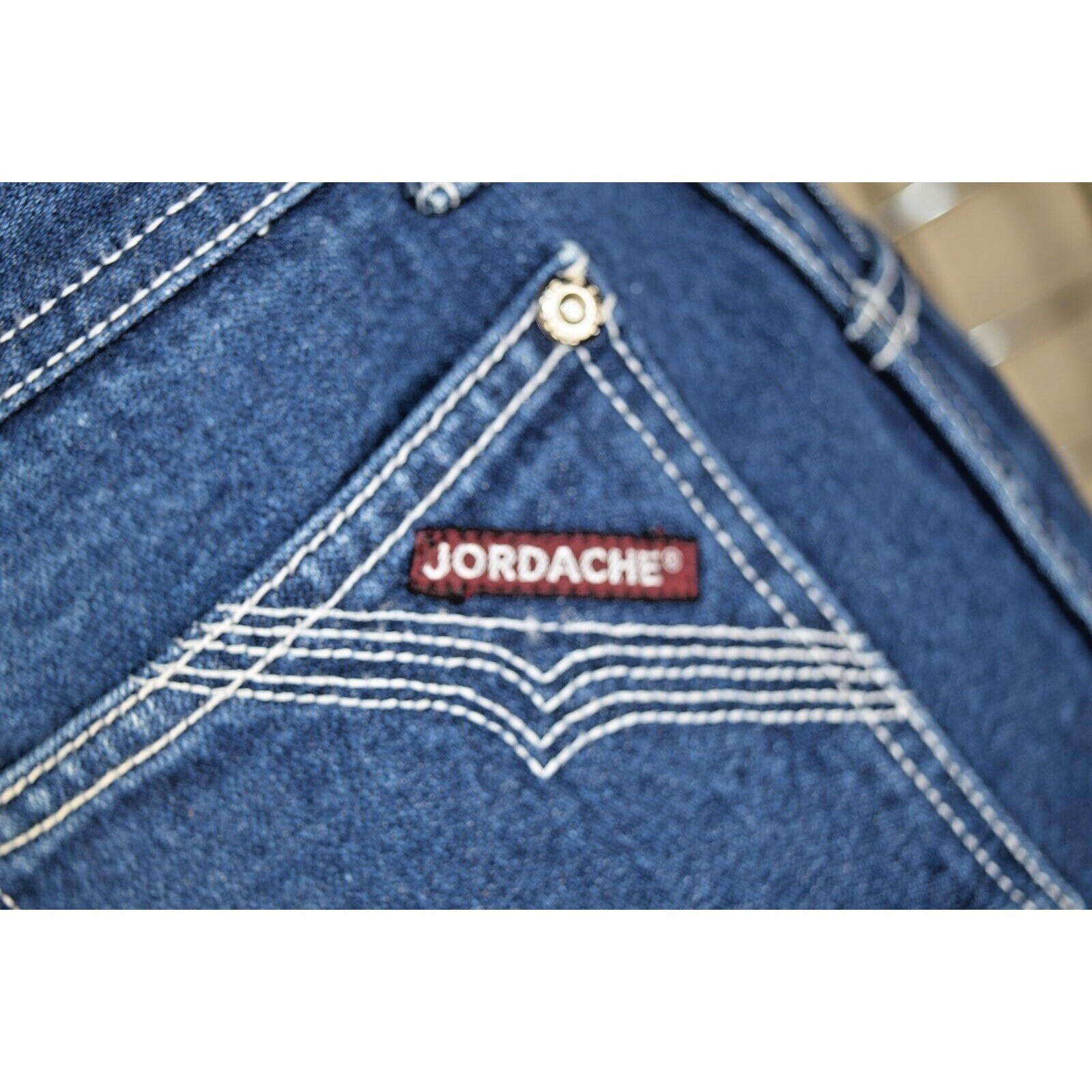 Vintage Jordache Jeans Size 28X28 80s Blue White Stitch High Rise Straight Leg