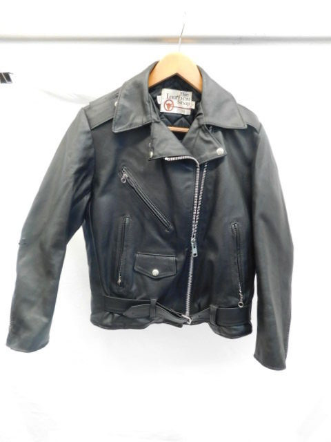 VINTAGE BLACK LEATHER MOTORCYCLE JACKET SEARS SIZE 10 SMALL BIKER COAT USA