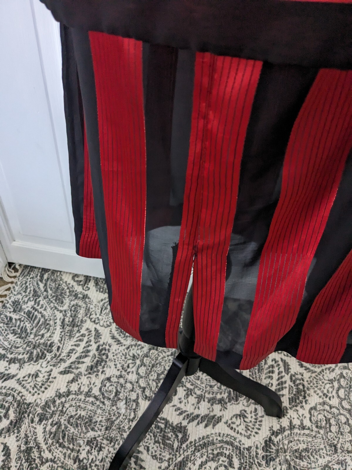 Lorac Original Dress Women’s L/XL Vtg 80s Red Black Stripe Drop Waist Nostalgic