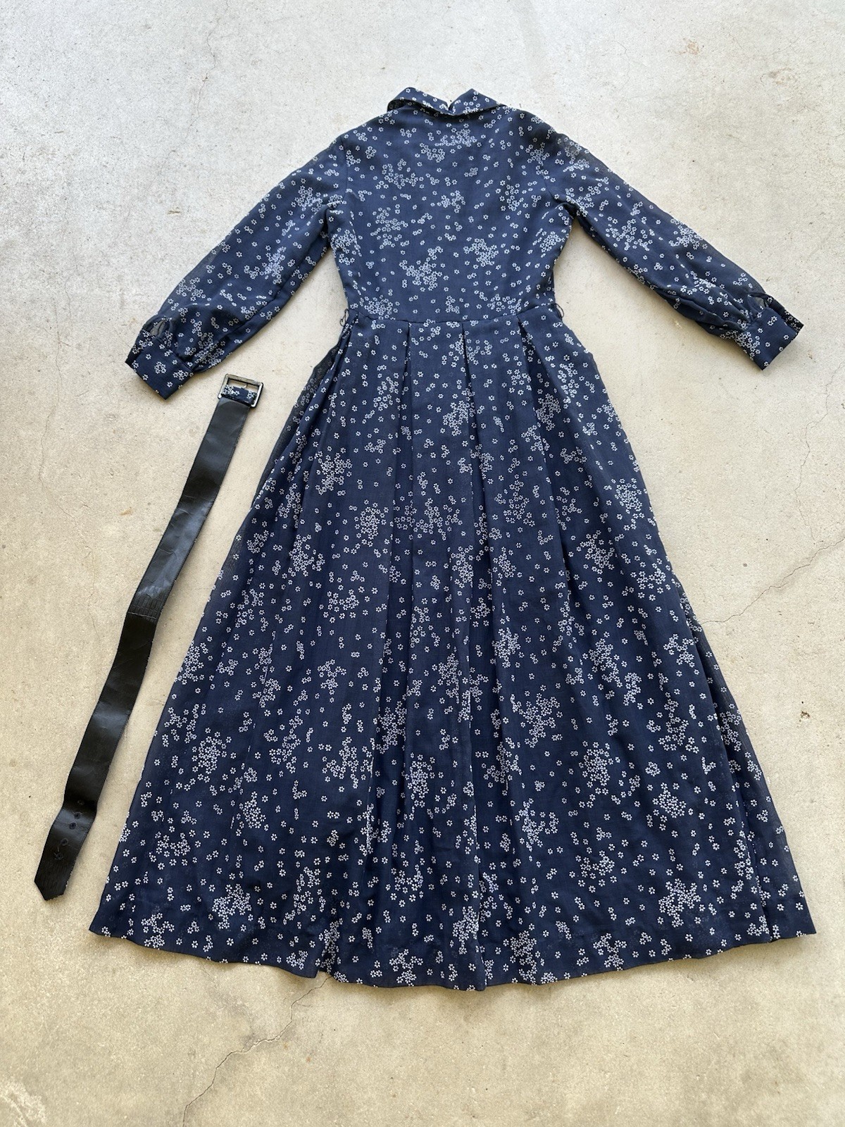 1970s Avalon Classics Dagger Collar Maxi Dress Boho Prairie Lace Daisy Print VTG