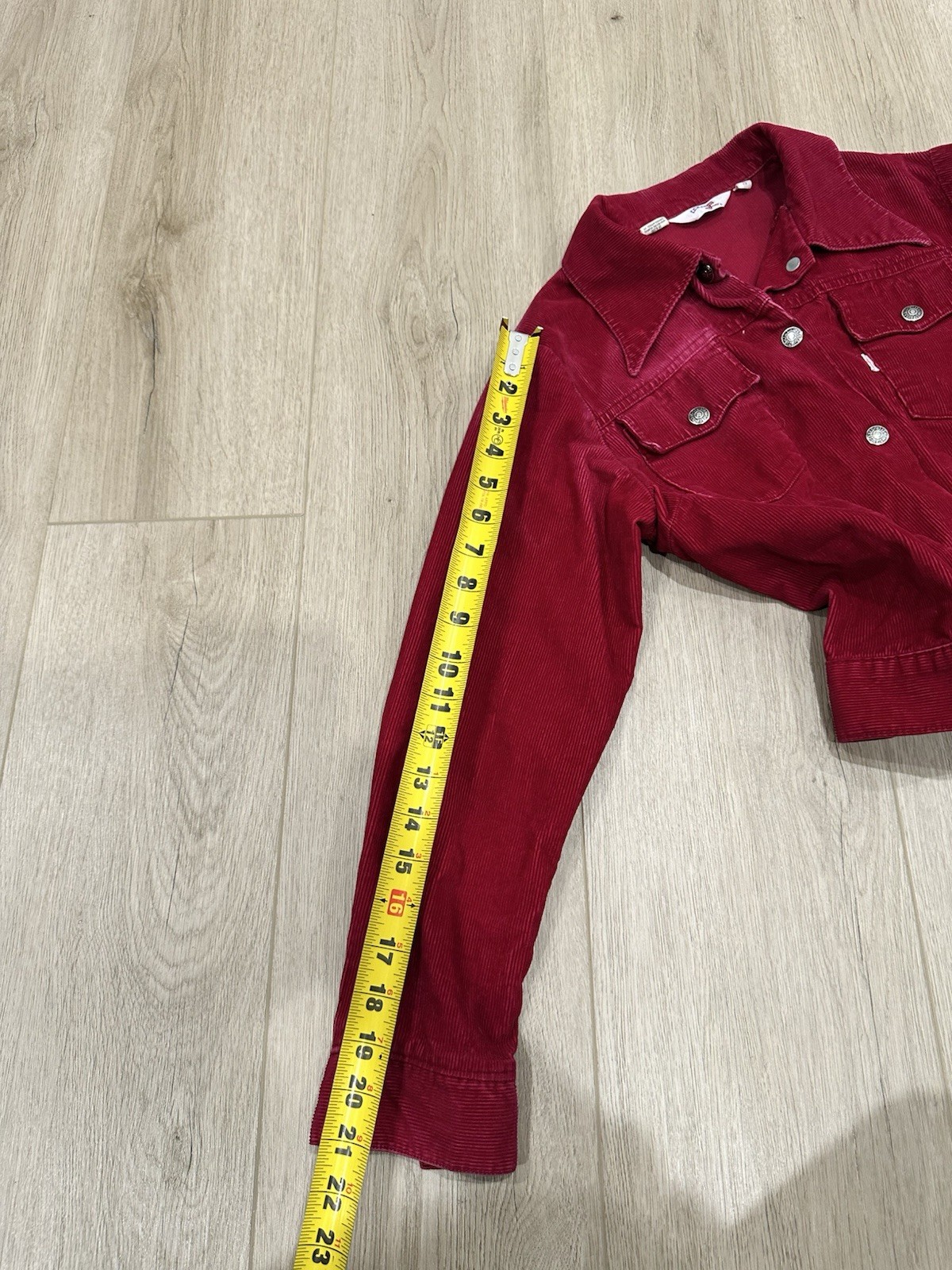 Levi’s White Tab Big E Red Boho Hippie Corduroy Snap Jacket VTG 70’s Women’s