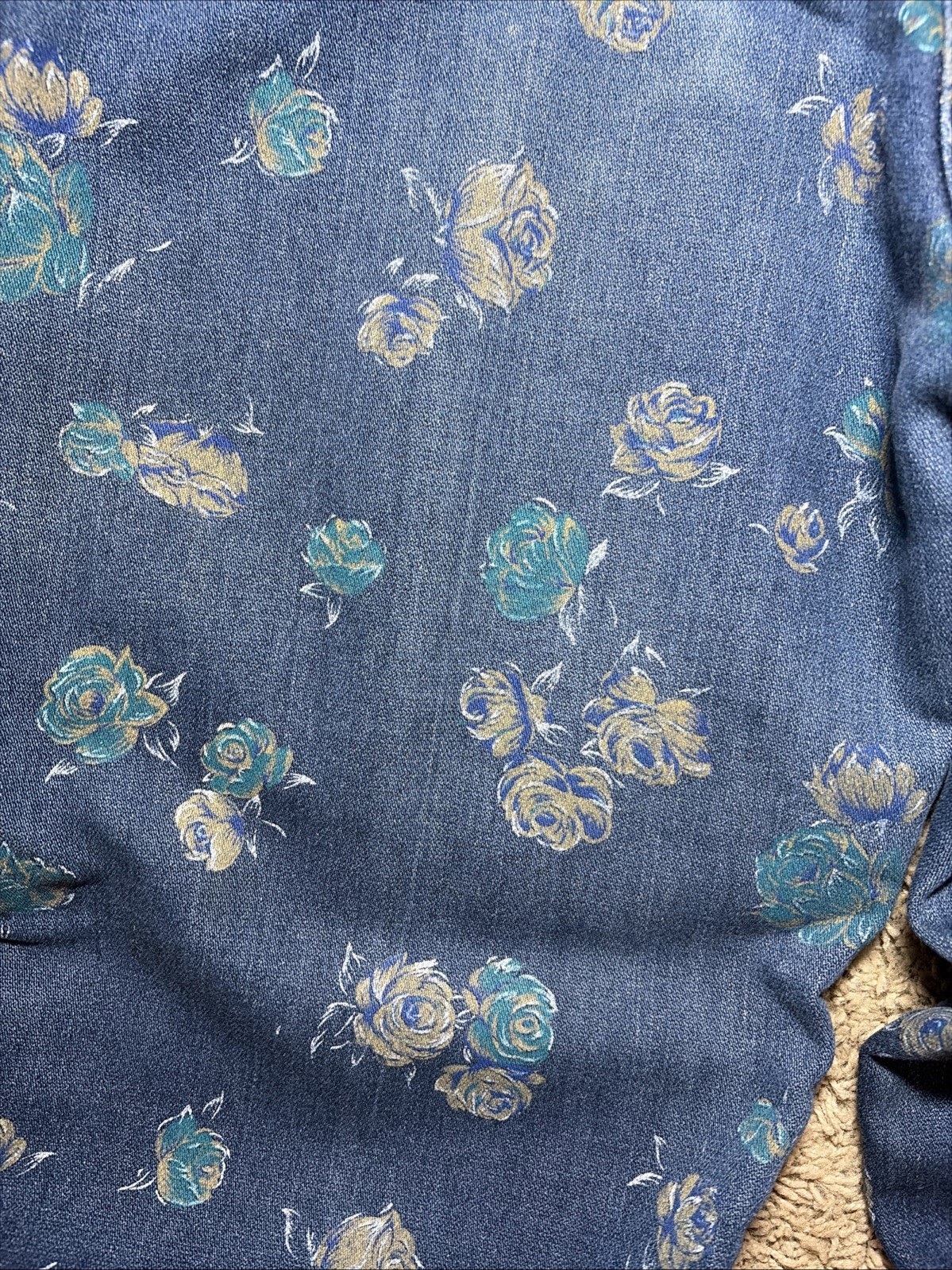 Vintage 80s Braxton Womens Stretch Floral Denim 5 Pocket Zip Front Jean Sz 14/32