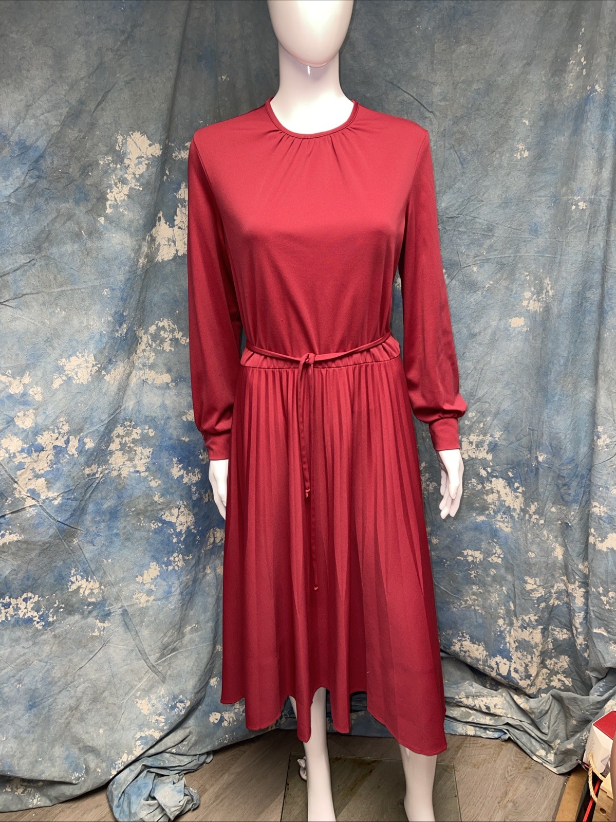 Vintage 1970s Red Polyester Disco Dress Happenings 38C 32W 54H
