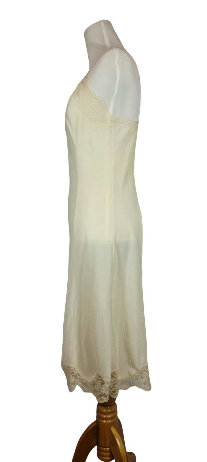 Vintage Lace Slip Dress Cream Barbizon Crepe Remarque 34 Adjustable Straps