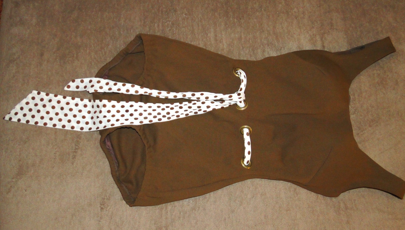 Vintage Cole of California Swim Suit w Polka Dot Belt Size 12 Bathing Suit