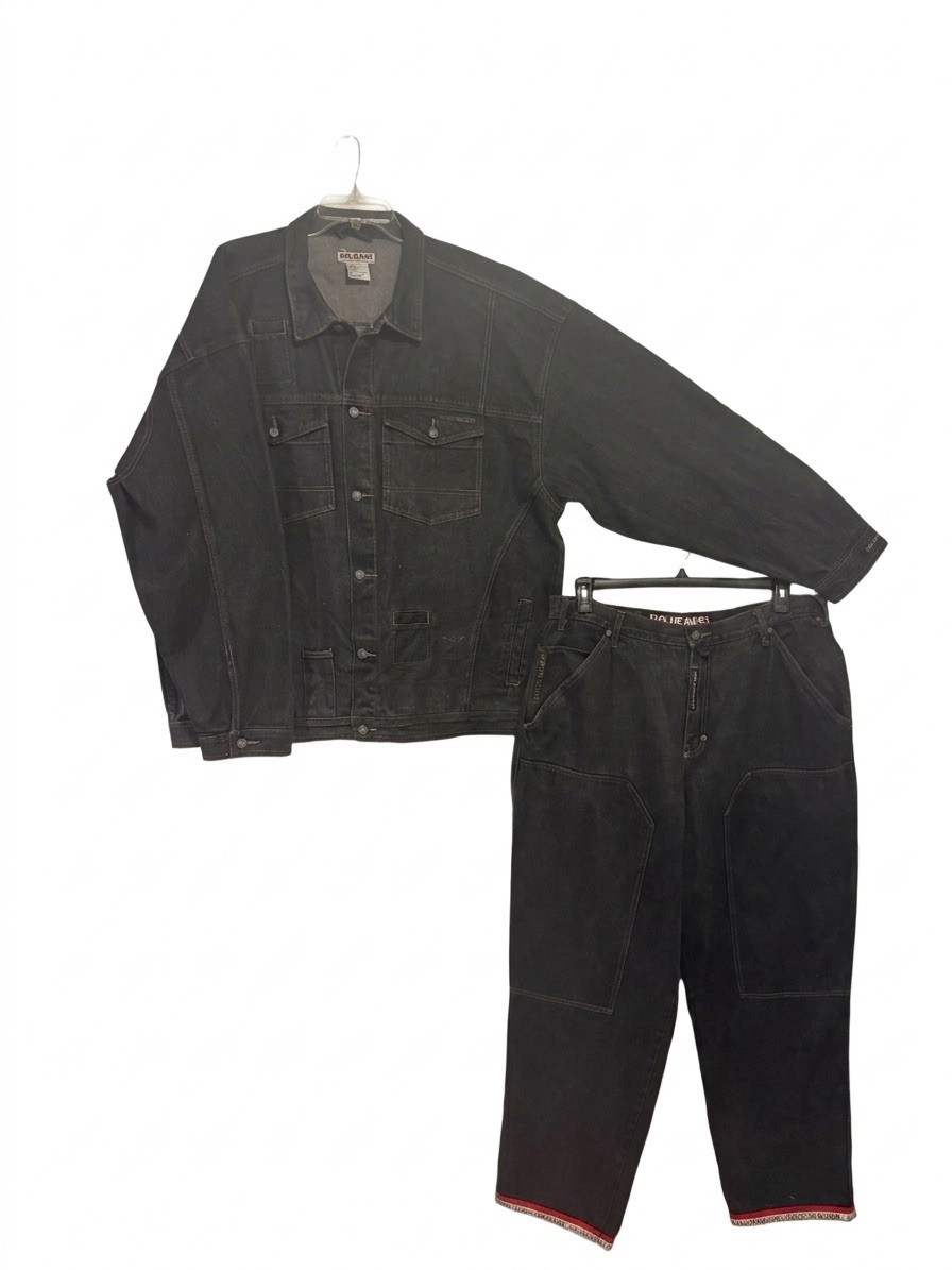 VNT 90s MoJeans Maurice Malone Black Denim Set Jacket Pants Matching Outfit 4XL