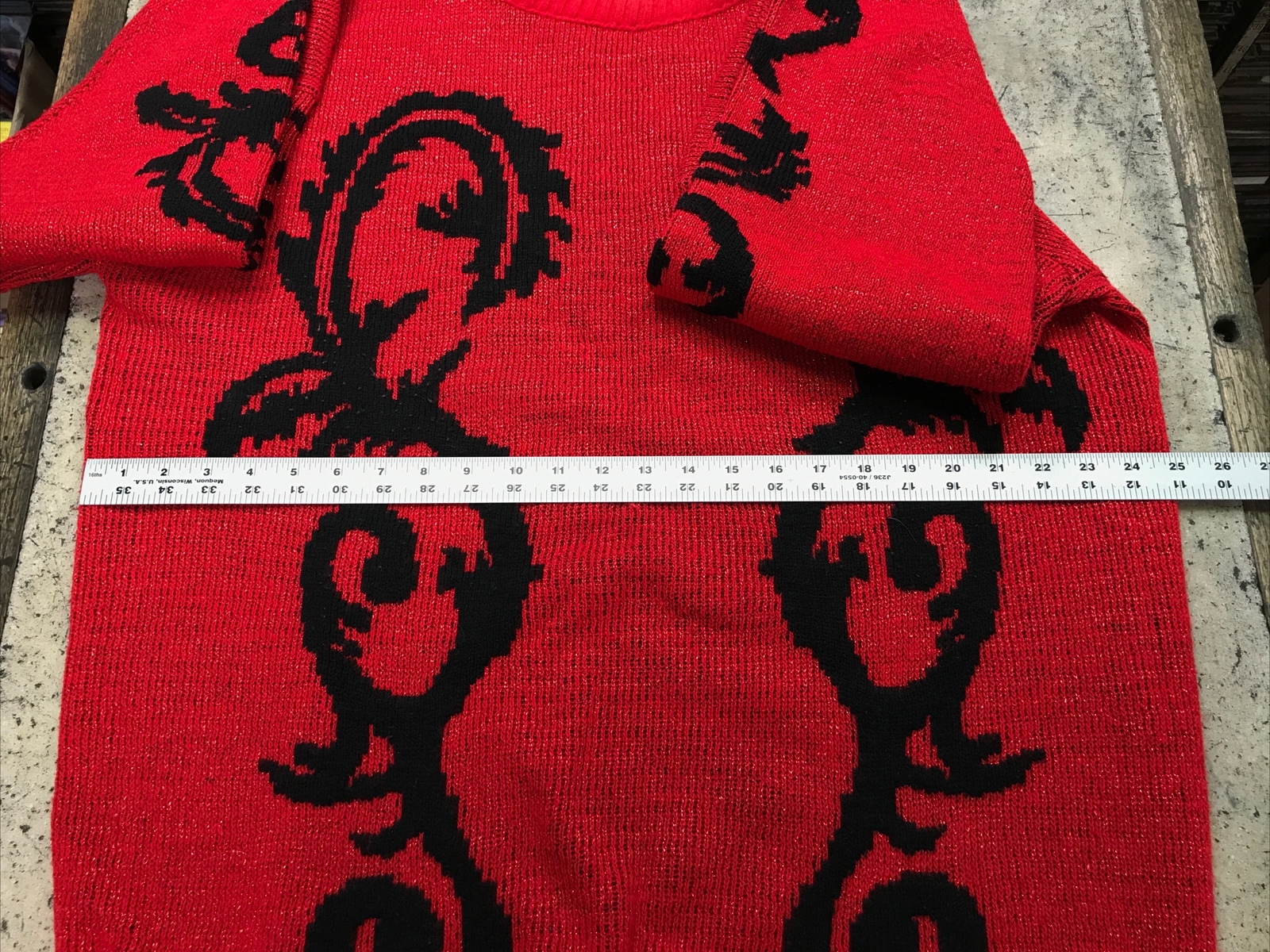 Distinctly Different Vintage Sparkle Sweater Size 2XL Maybe Red Black Fast Ship!