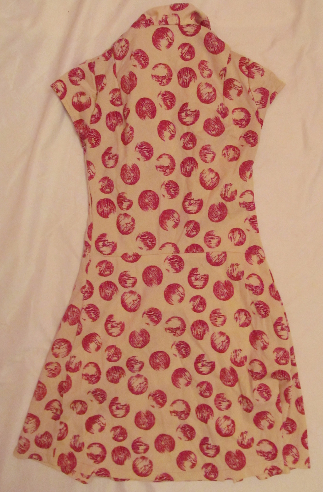 vintage 60’s stretchy walnut polka dot kawaii A line skater MOD mini dress S / M