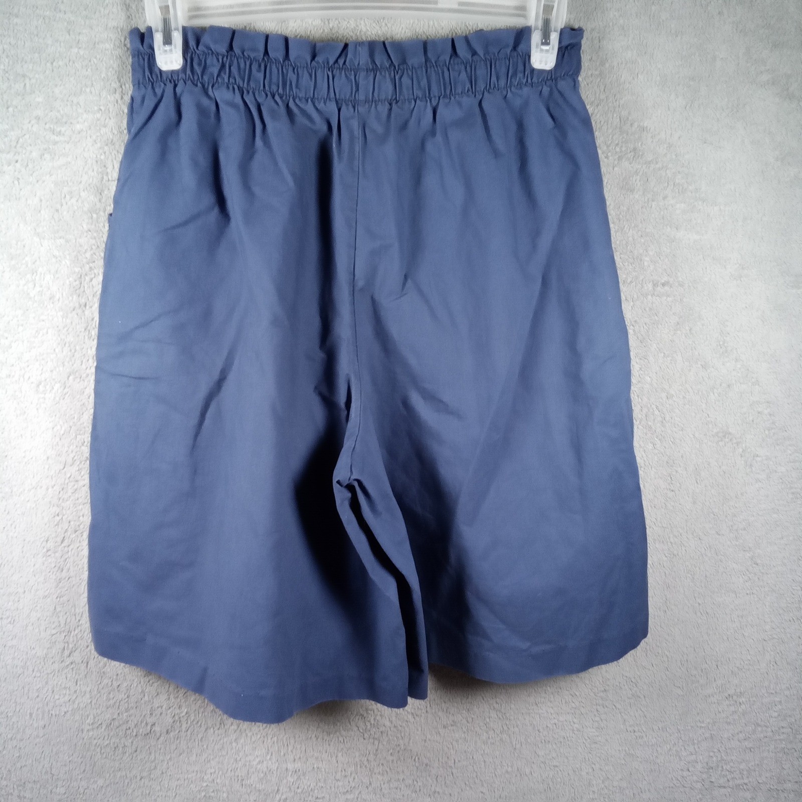 The Season Ticket Blue Cotton Paperbag Waist Shorts Vintage Womens 16P Made